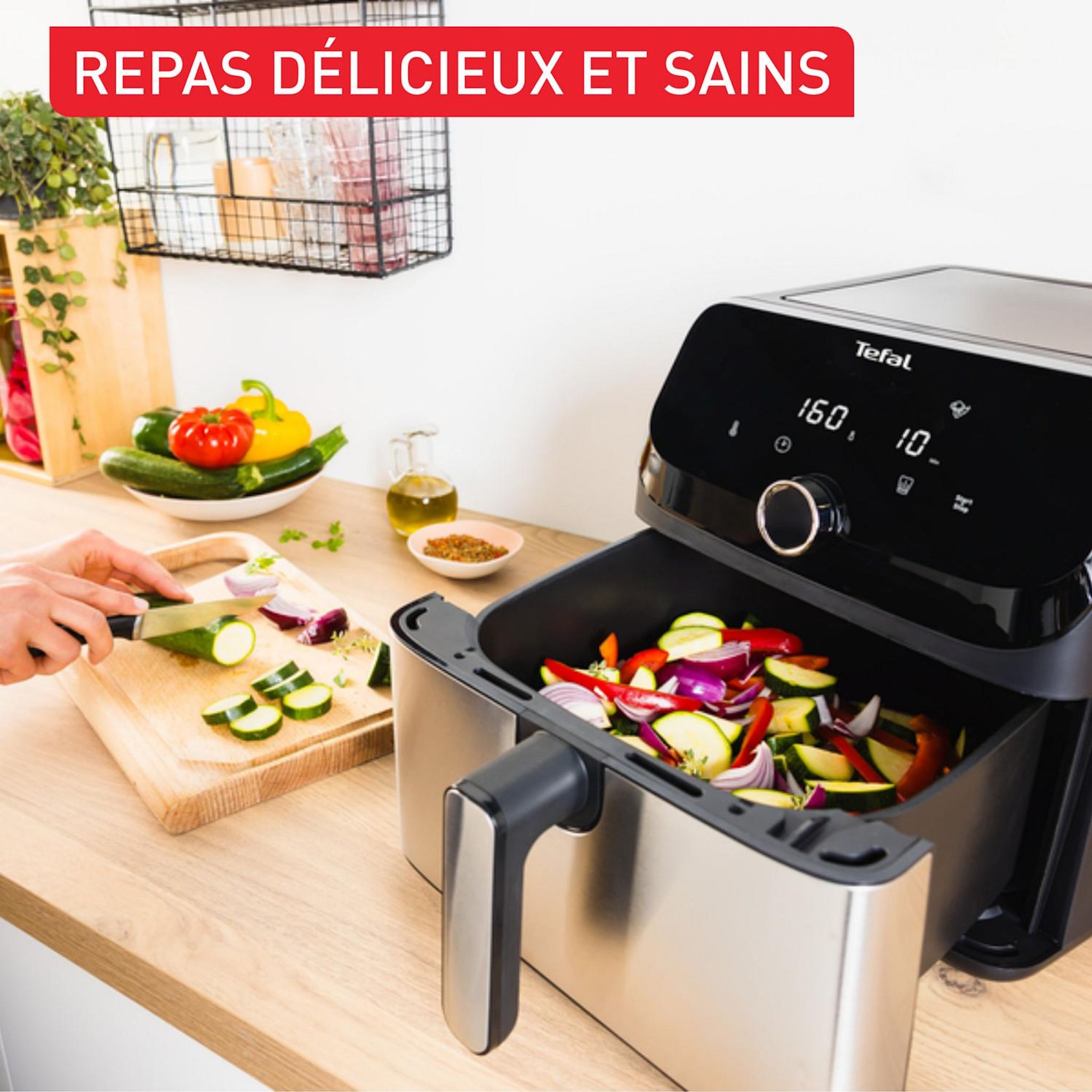 Voir la diapositive 6 : TEFAL Friteuse sans huile à air chaud EY855D10 - Gris