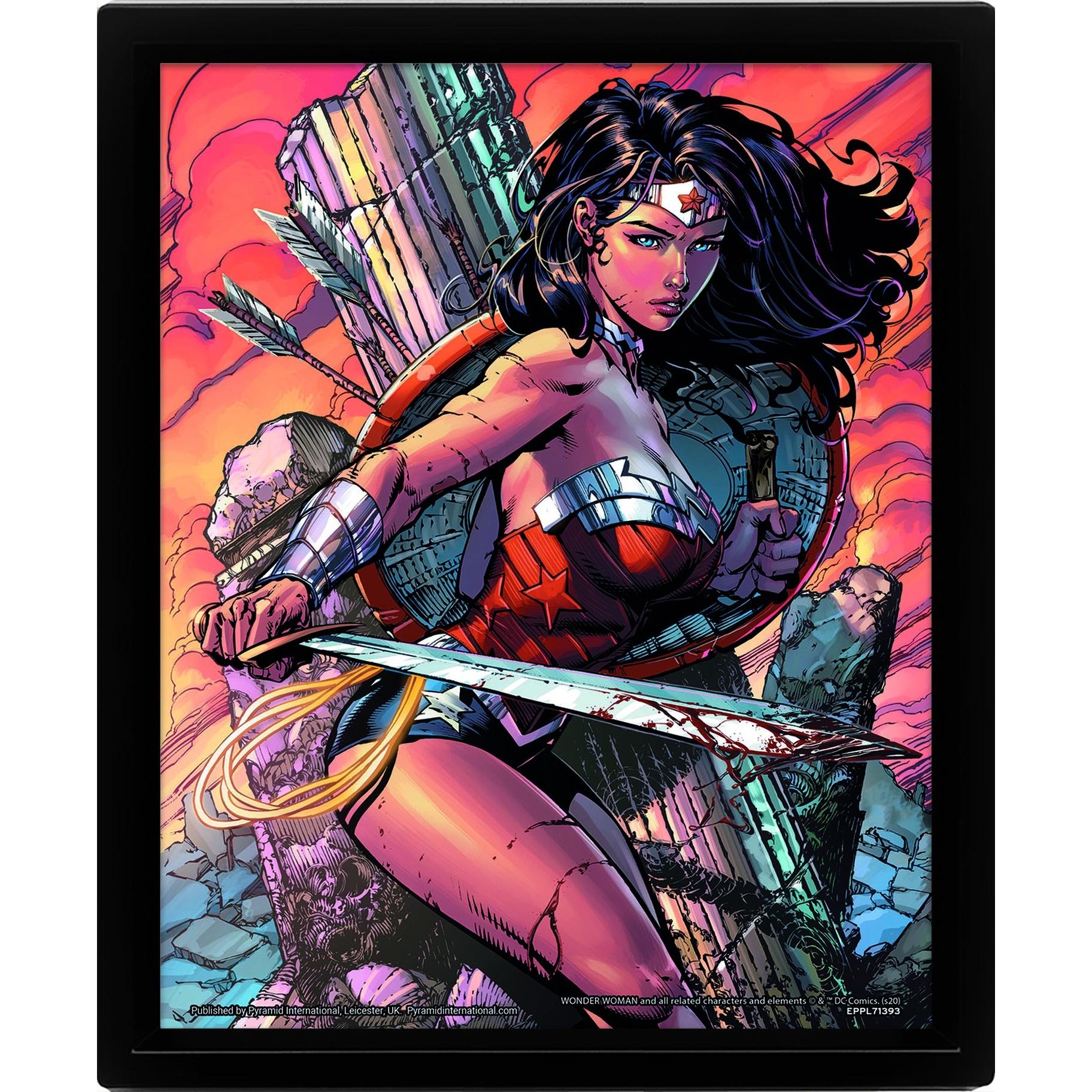 WTT Cadre 3D lenticulaire bataille Wonder Woman