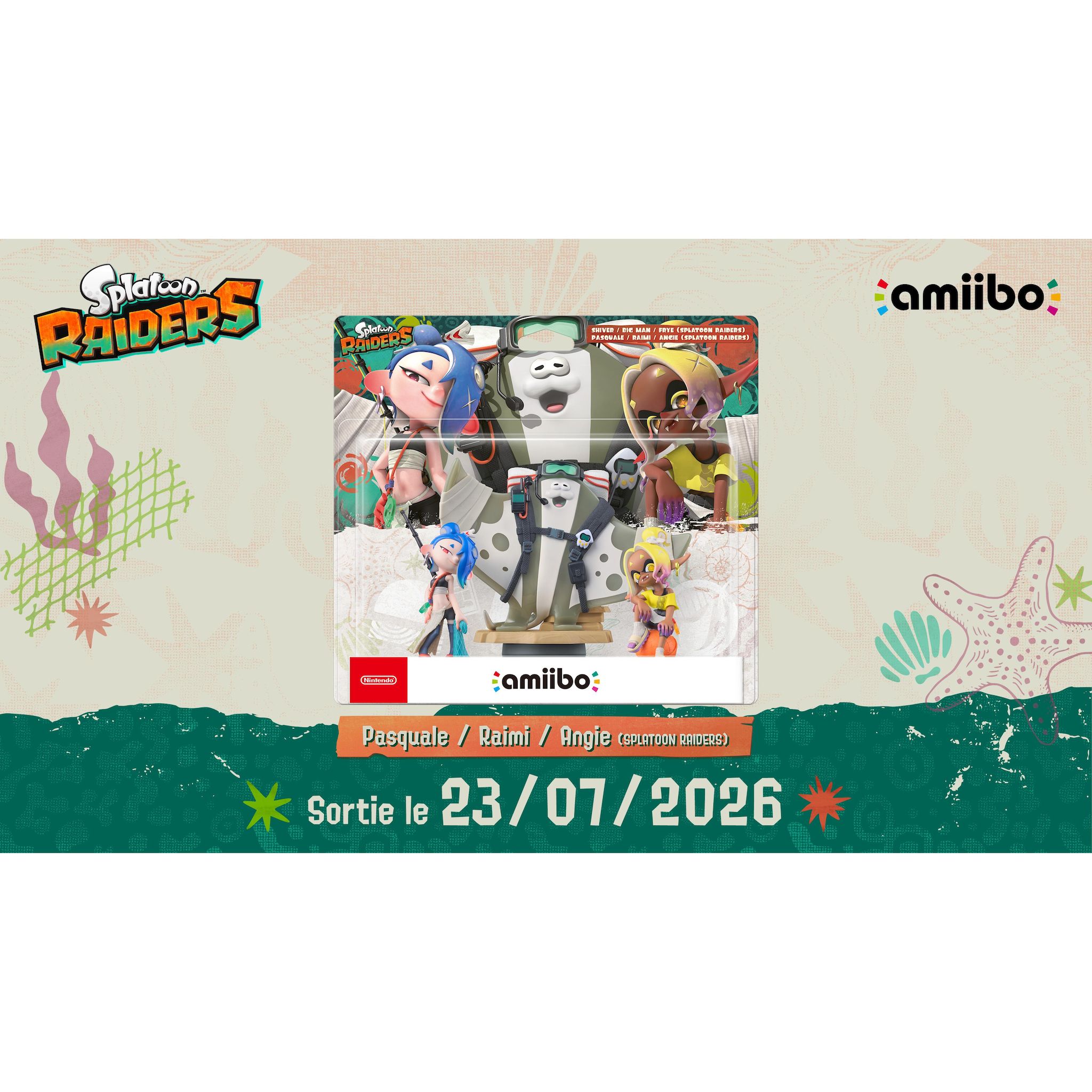 Voir la diapositive 2 : NINTENDO Pack de 3 Figurines Amiibo Splatoon Raiders : Pasquale Raimi et Angie