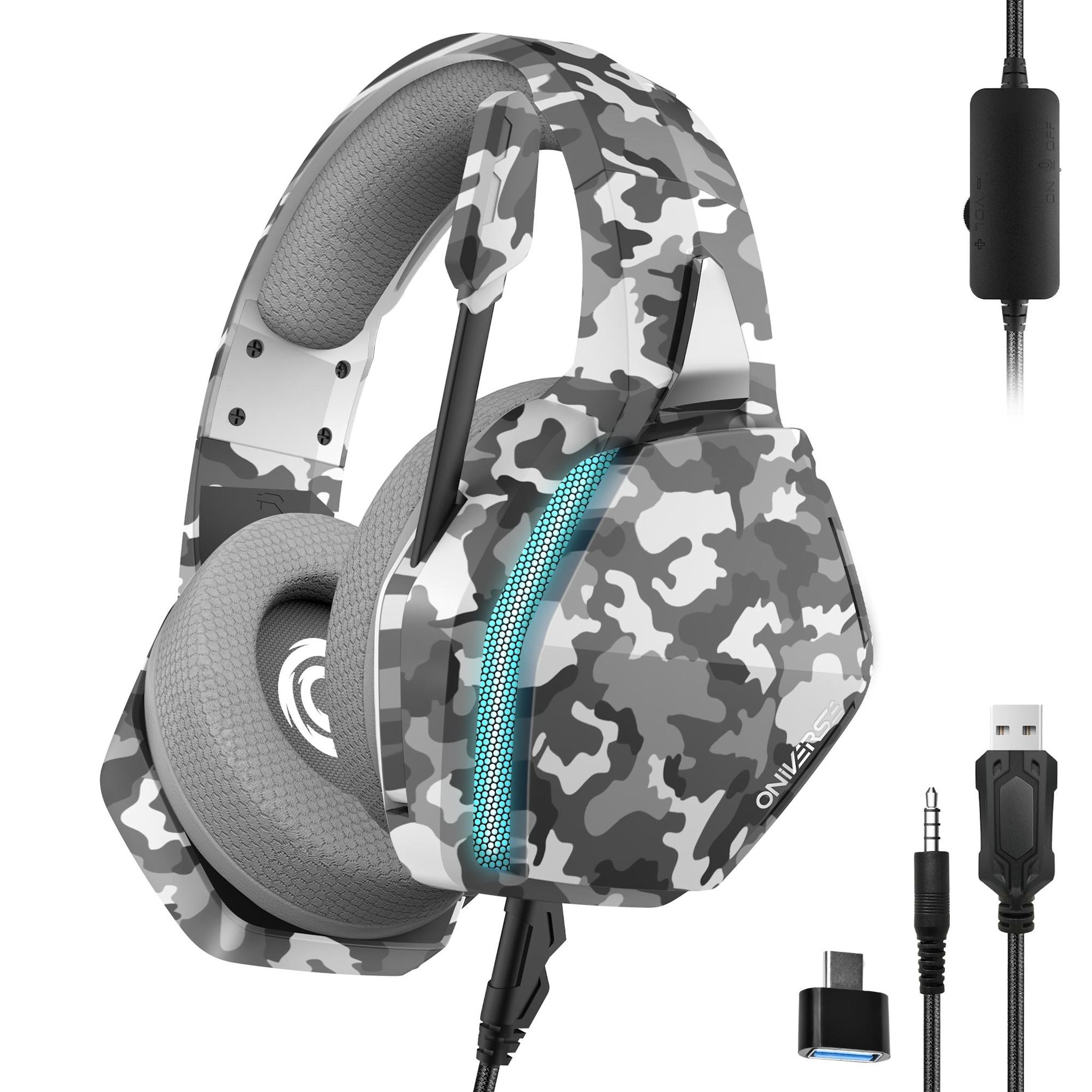 ONE UP Casque Gaming Filaire Nebula LED Urban Camo - Multiplateforme