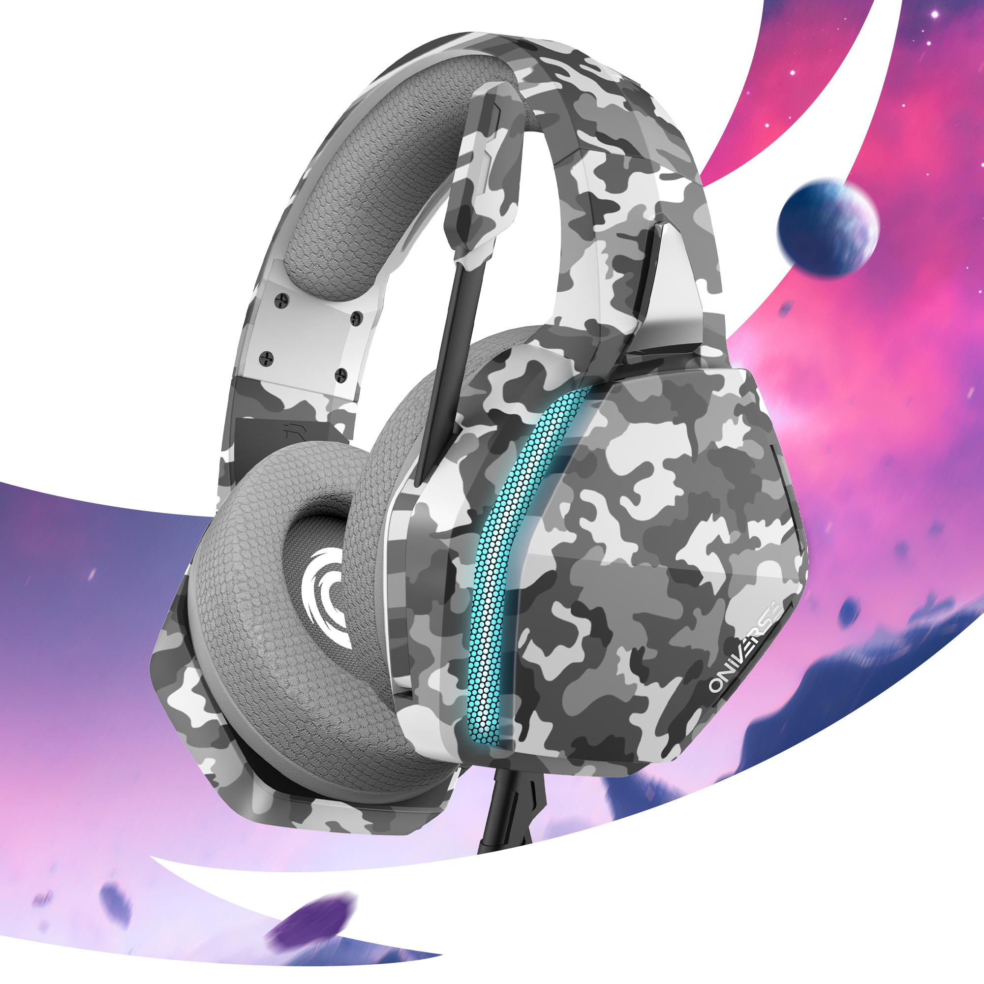 Voir la diapositive 3 : ONE UP Casque Gaming Filaire Nebula LED Urban Camo - Multiplateforme