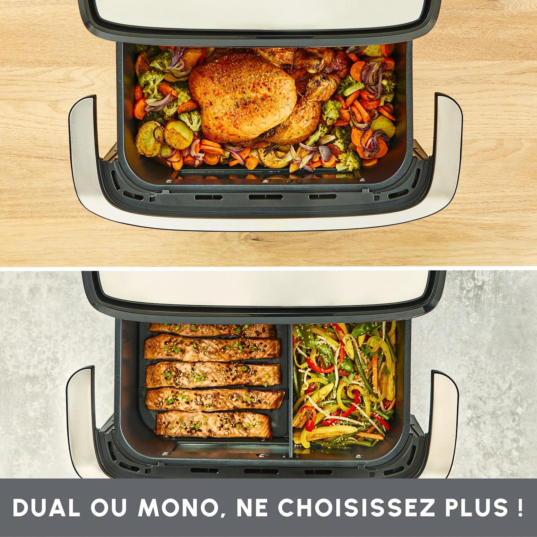 Voir la diapositive 2 : MOULINEX Friteuse sans huile à air chaud EZ922DF0 - Gris