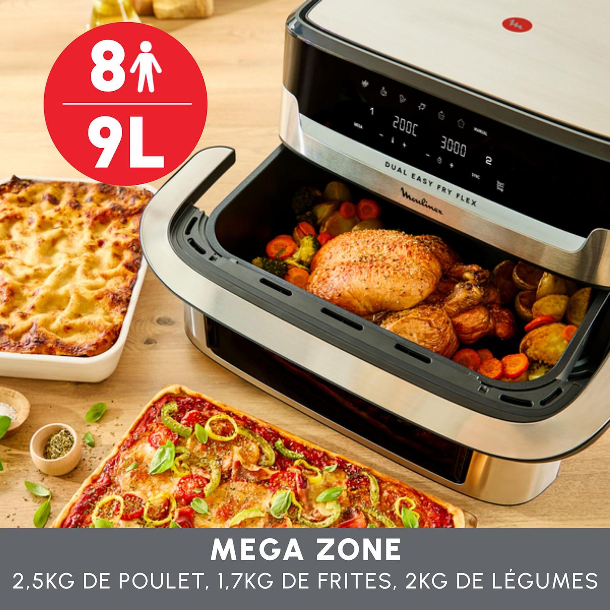 Voir la diapositive 3 : MOULINEX Friteuse sans huile à air chaud EZ922DF0 - Gris