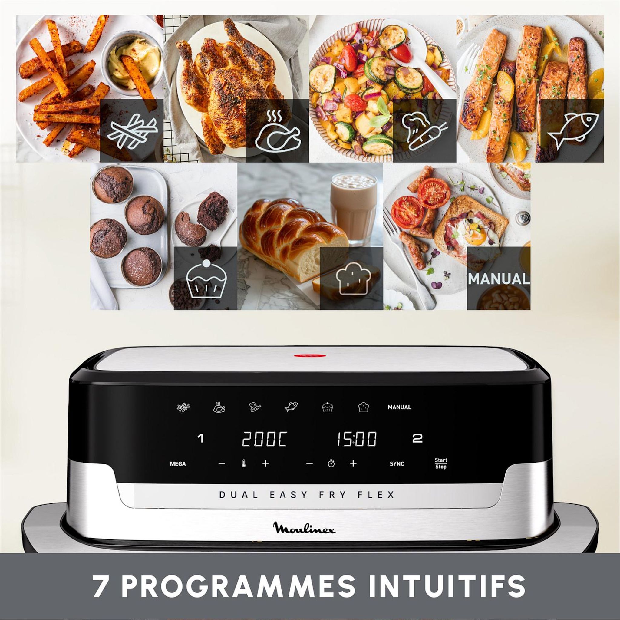 Voir la diapositive 6 : MOULINEX Friteuse sans huile à air chaud EZ922DF0 - Gris