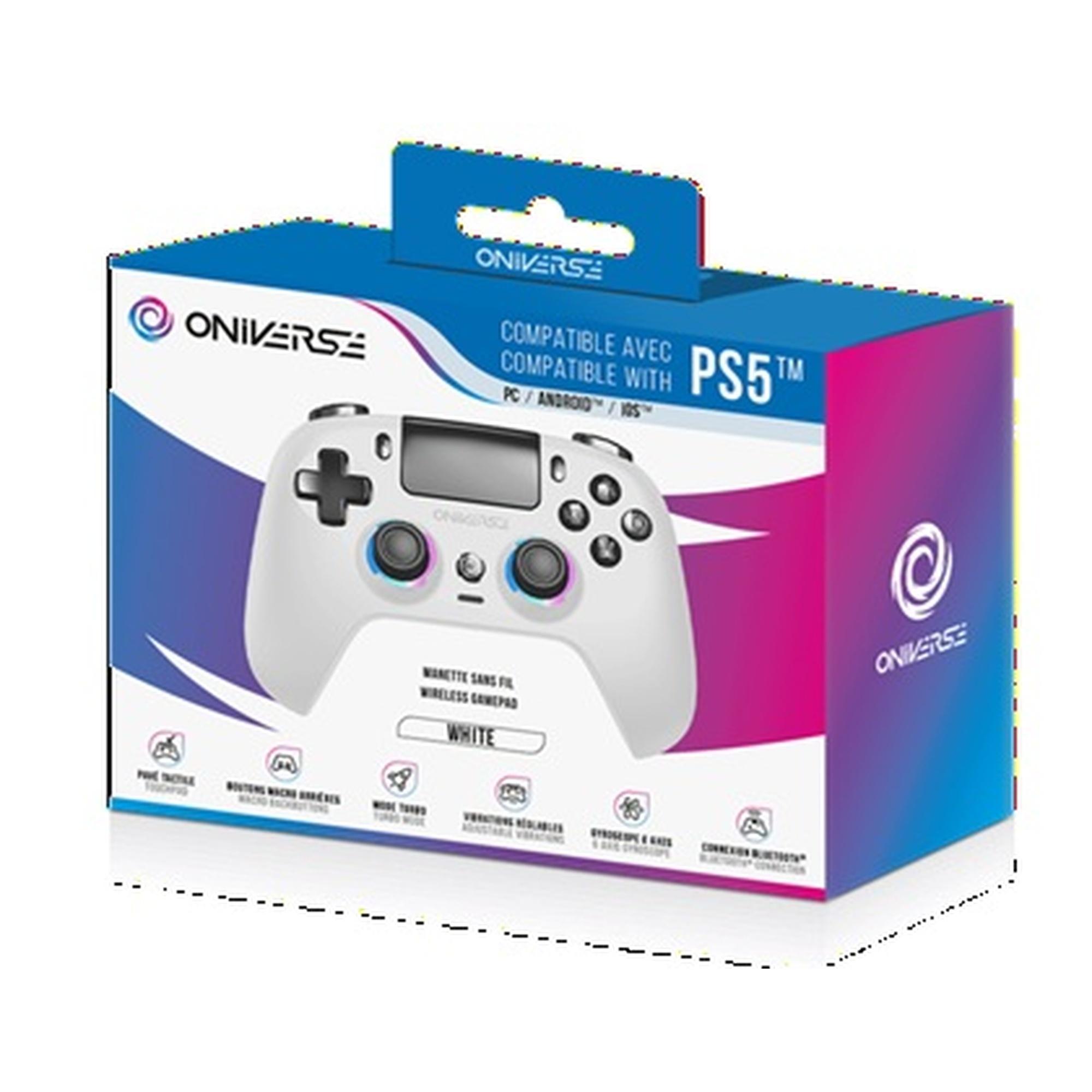 Voir la diapositive 2 : ONIVERSE Manette Bluetooth Corion Blanche PS5, PC et Android