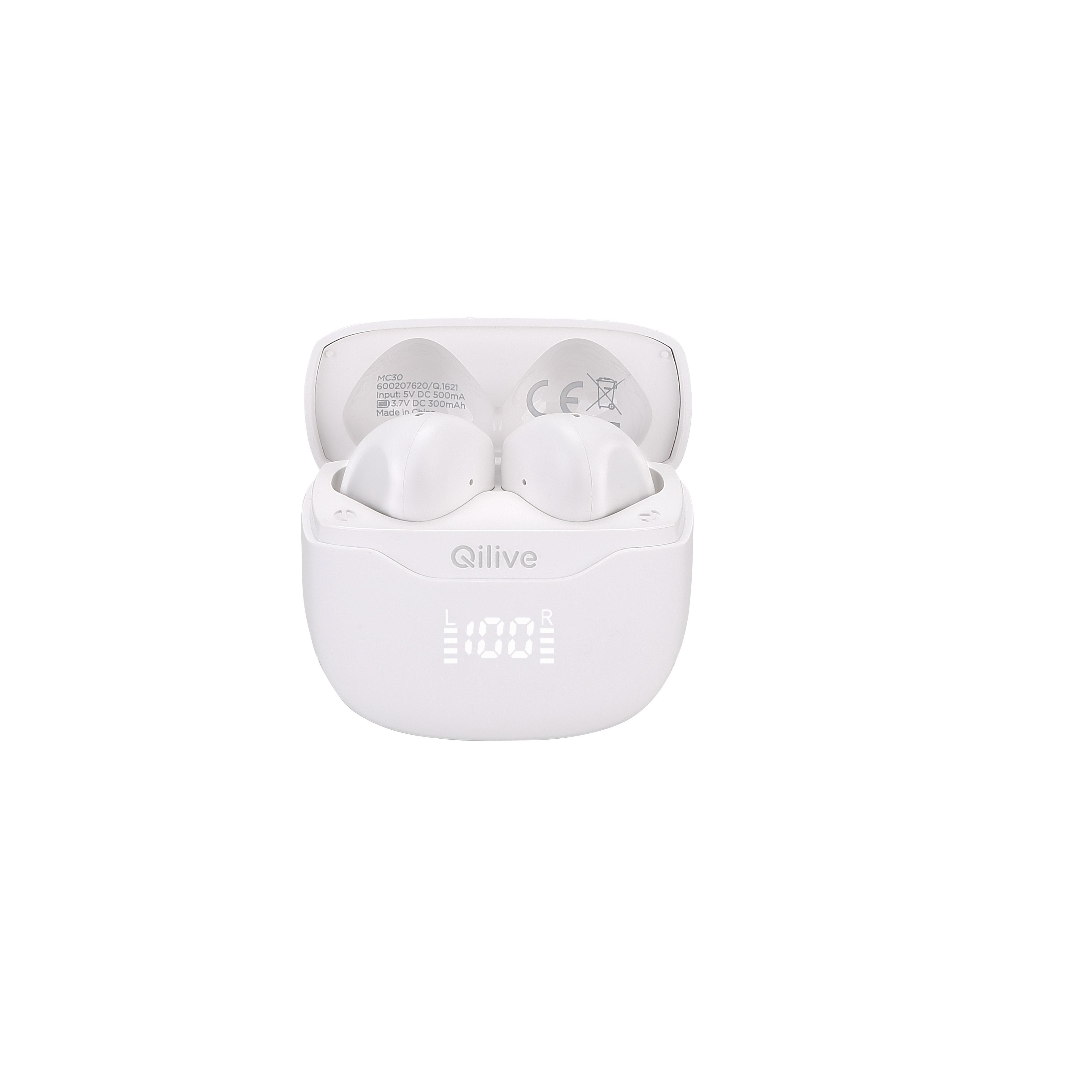 QILIVE Écouteurs Q1621 TWS LED - Blanc