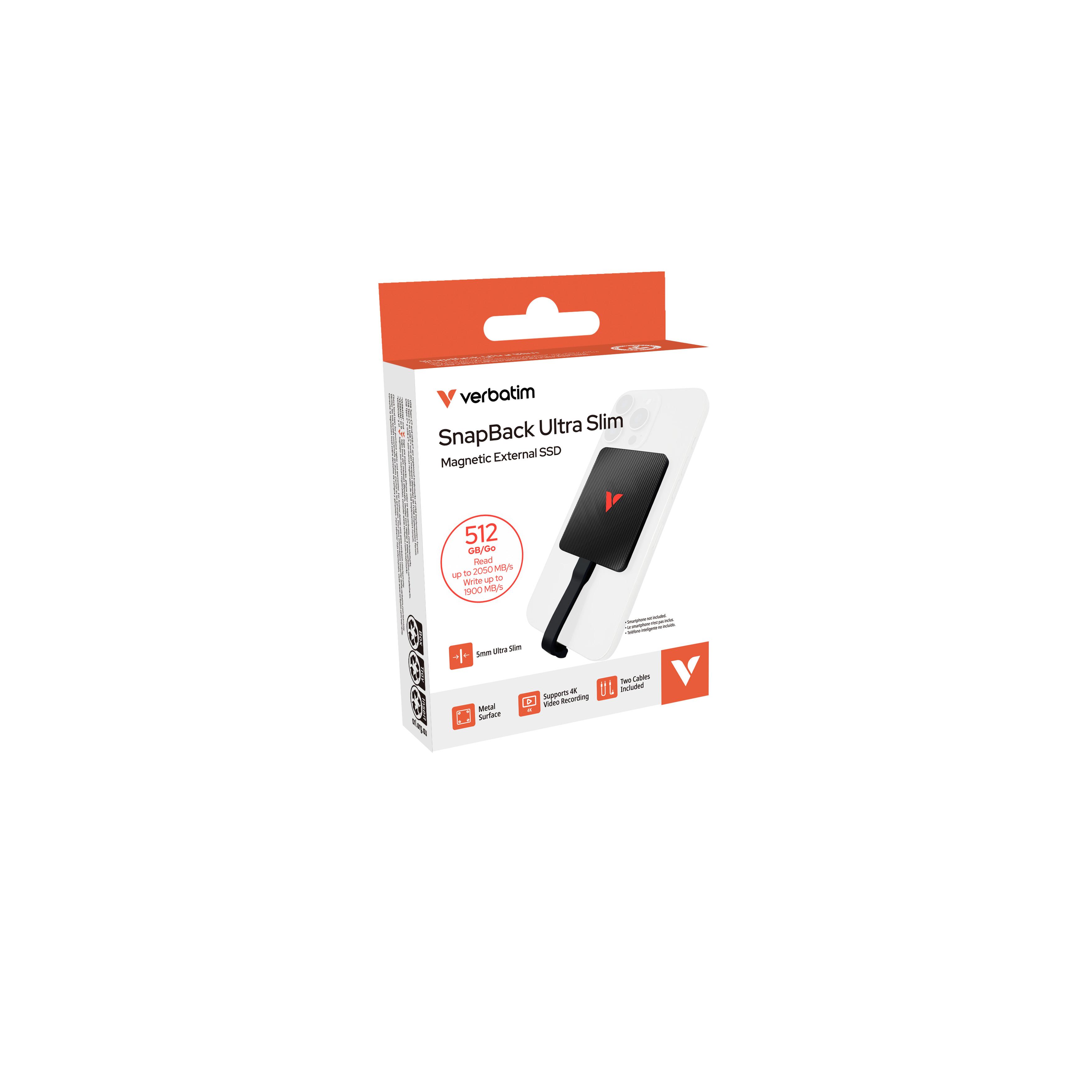 Voir la diapositive 2 : VERBATIM Disque Dur Externe SSD Magsafe 512Go
