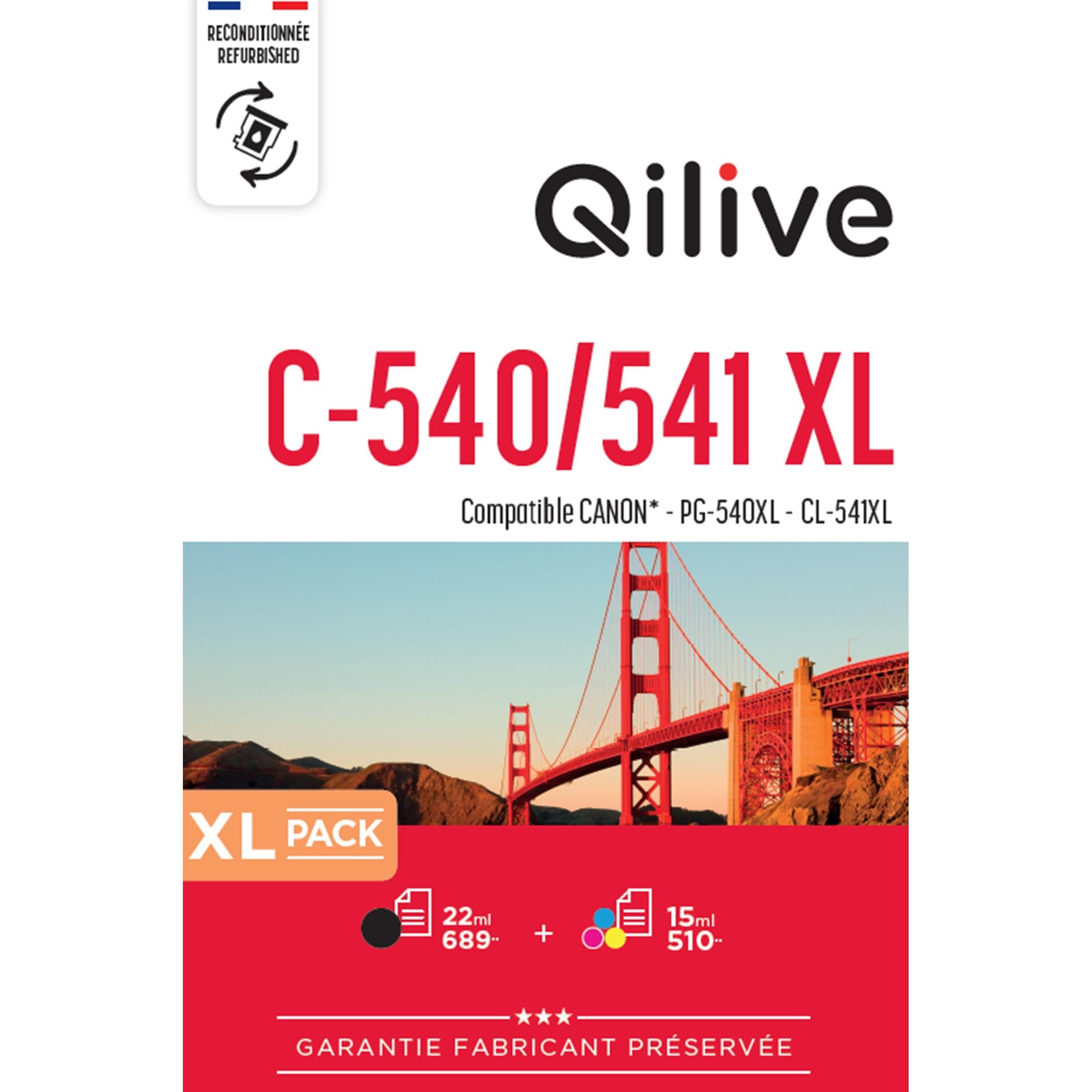 QILIVE Cartouche d'encre pour Canon PG540+CL541 XL