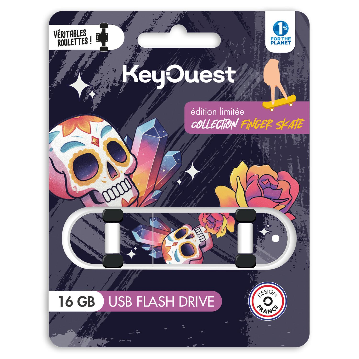 KEYOUEST Clé USB 16GO Collection Skate Finger Skull