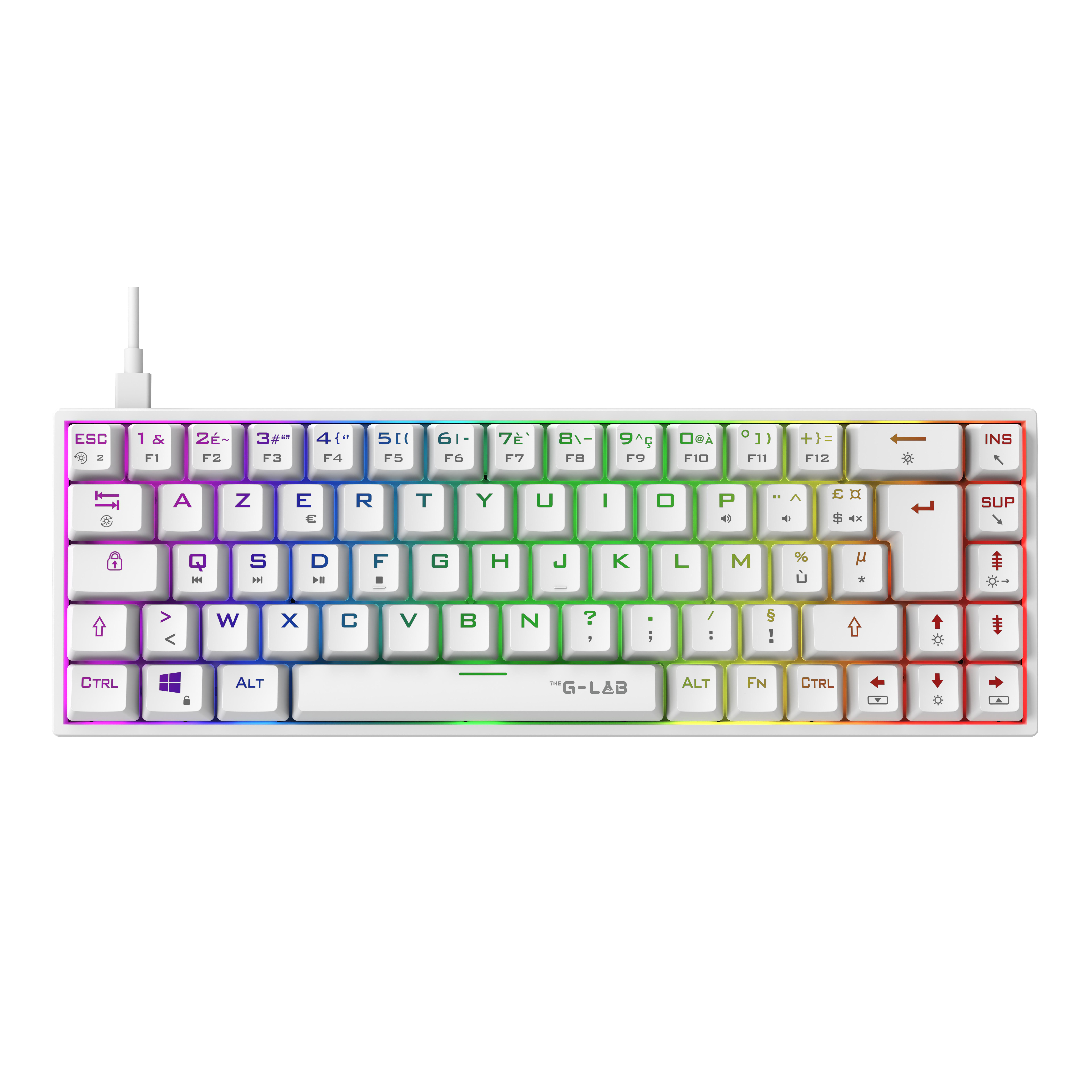 Voir la diapositive 2 : Clavier Gamer - The G-Lab - Keyz Titan - Mécanique (Switch Rouge) - Filaire - Rgb - Blanc