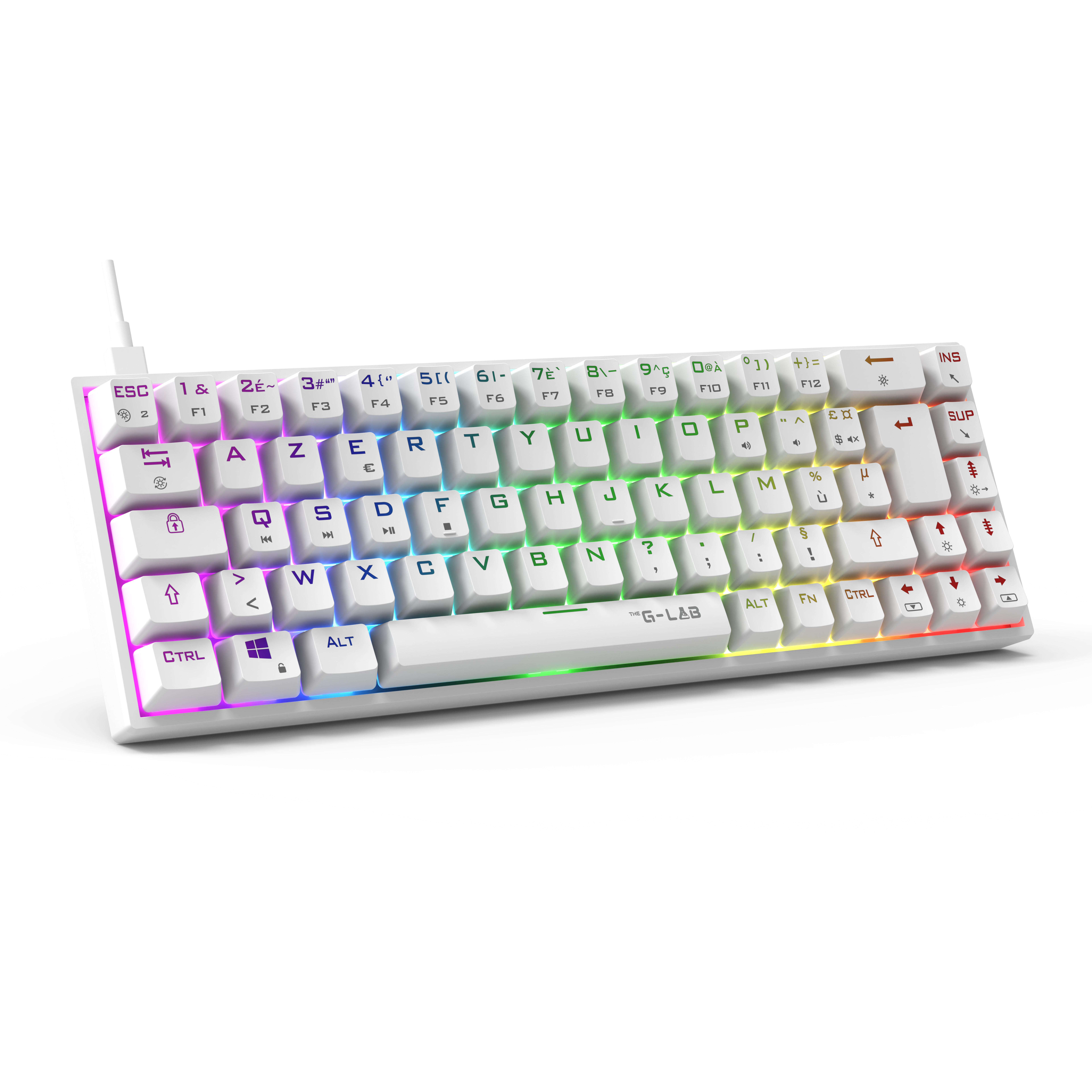 Voir la diapositive 3 : Clavier Gamer - The G-Lab - Keyz Titan - Mécanique (Switch Rouge) - Filaire - Rgb - Blanc
