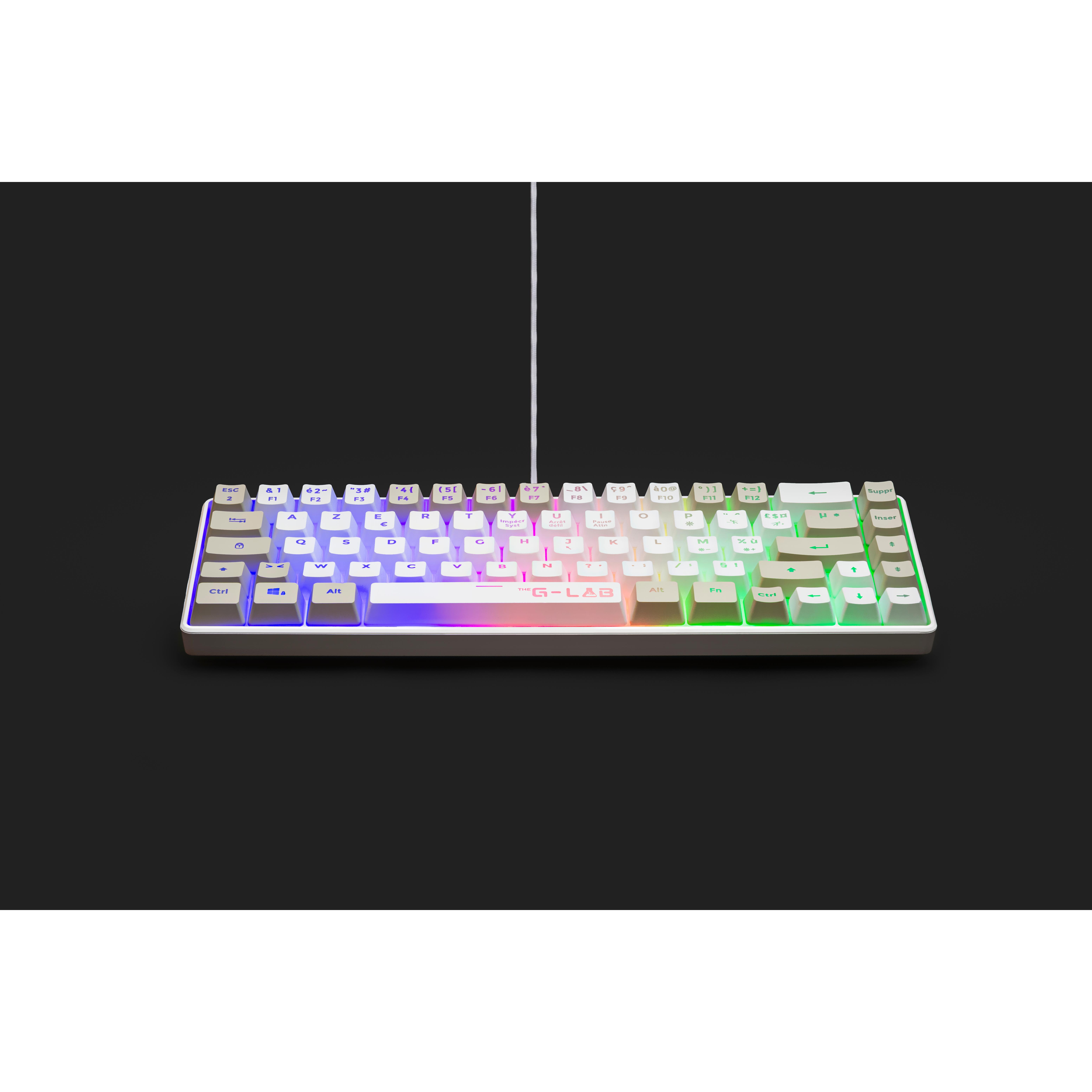Voir la diapositive 3 : Clavier Gamer filaire - THE G-LAB - KEYZ-HYDRO-WG/FR - 60% format compact - AZERTY - Rétroéclairé - Gris/Blanc