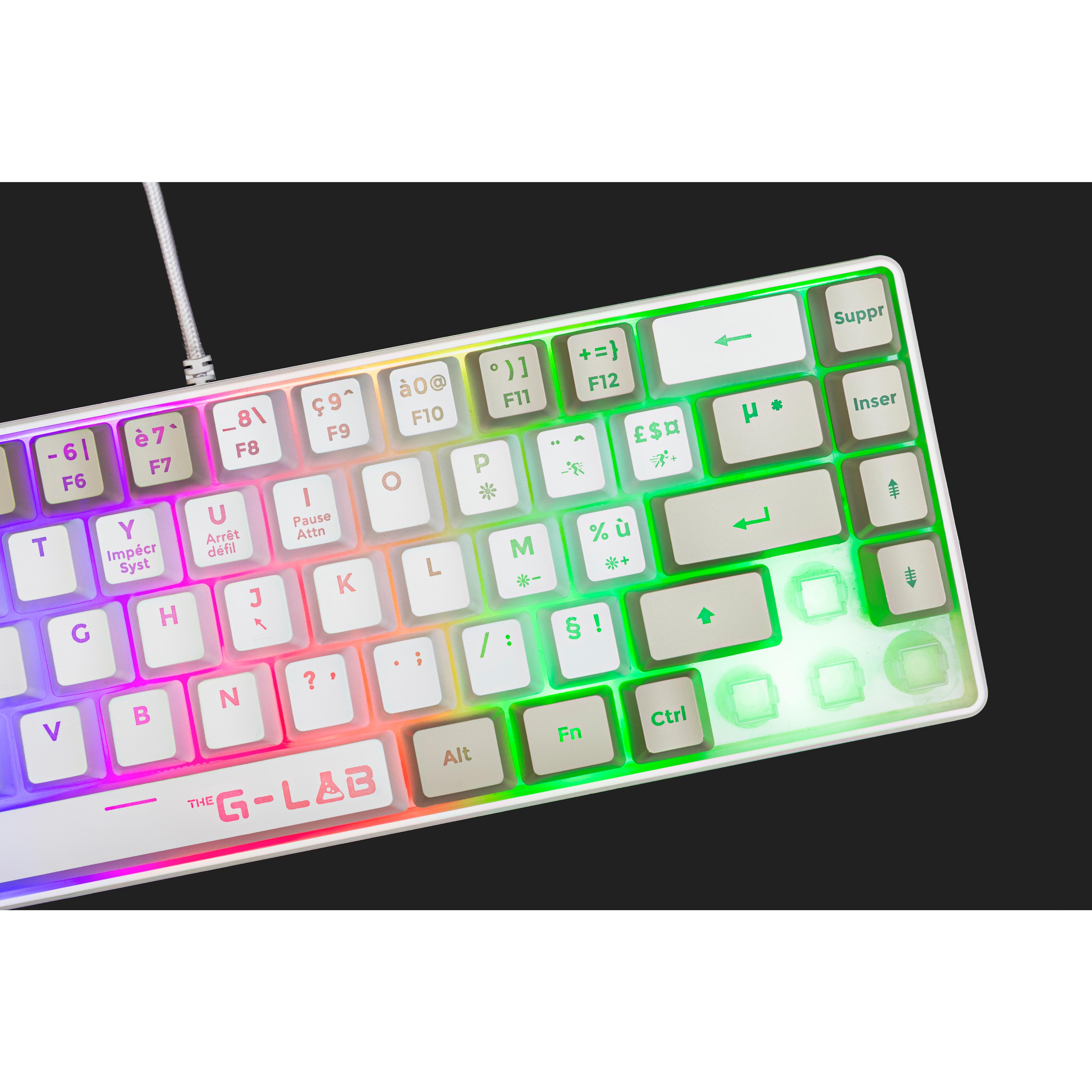 Voir la diapositive 4 : Clavier Gamer filaire - THE G-LAB - KEYZ-HYDRO-WG/FR - 60% format compact - AZERTY - Rétroéclairé - Gris/Blanc