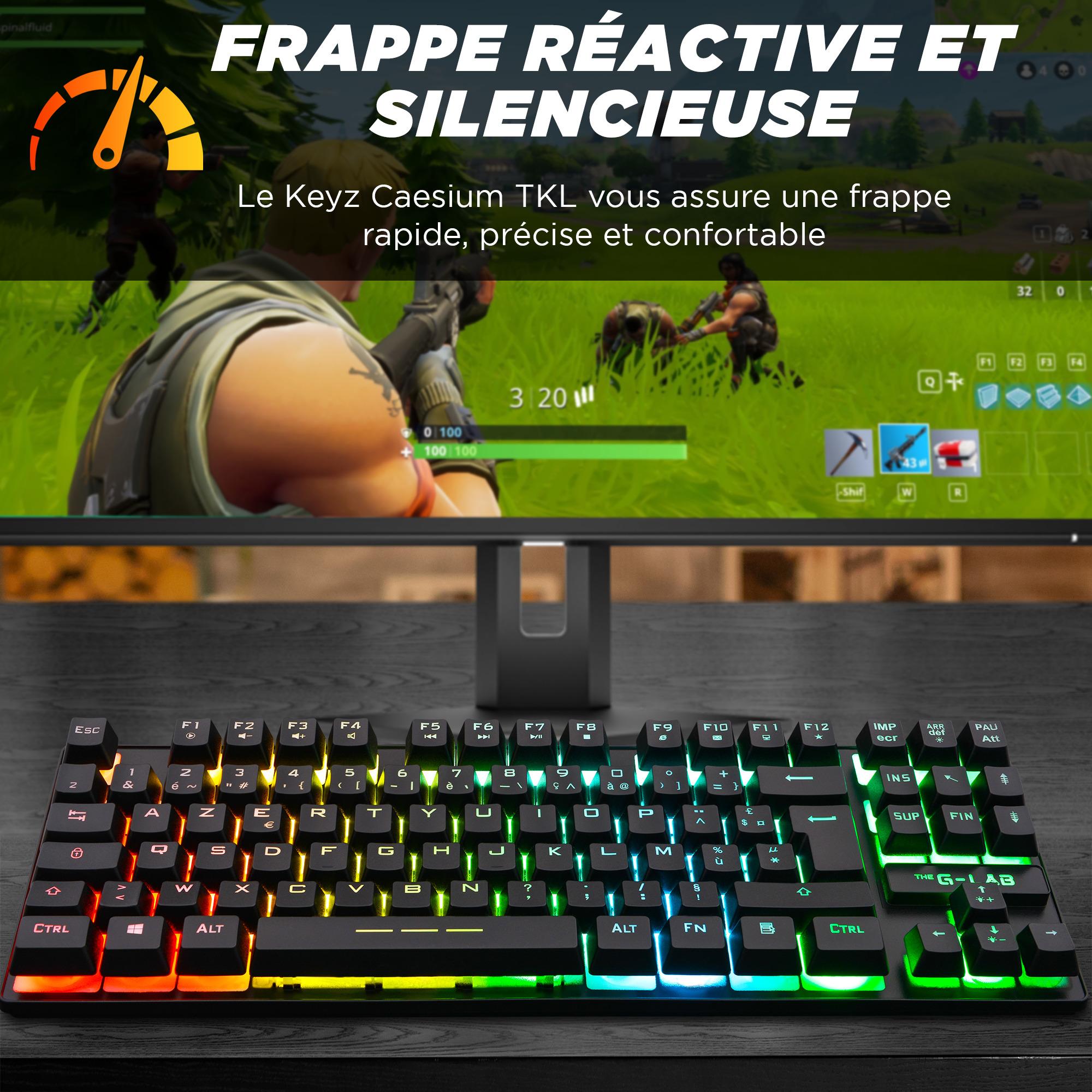 Voir la diapositive 4 : Clavier Gaming filaire Azerty The G-Lab Keyz Caesium TKL pour PC/PS4/PS5/Xbox Noir