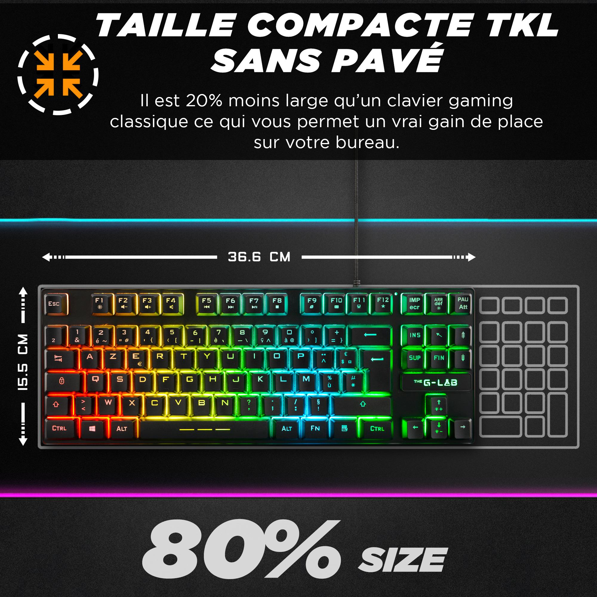 Voir la diapositive 5 : Clavier Gaming filaire Azerty The G-Lab Keyz Caesium TKL pour PC/PS4/PS5/Xbox Noir