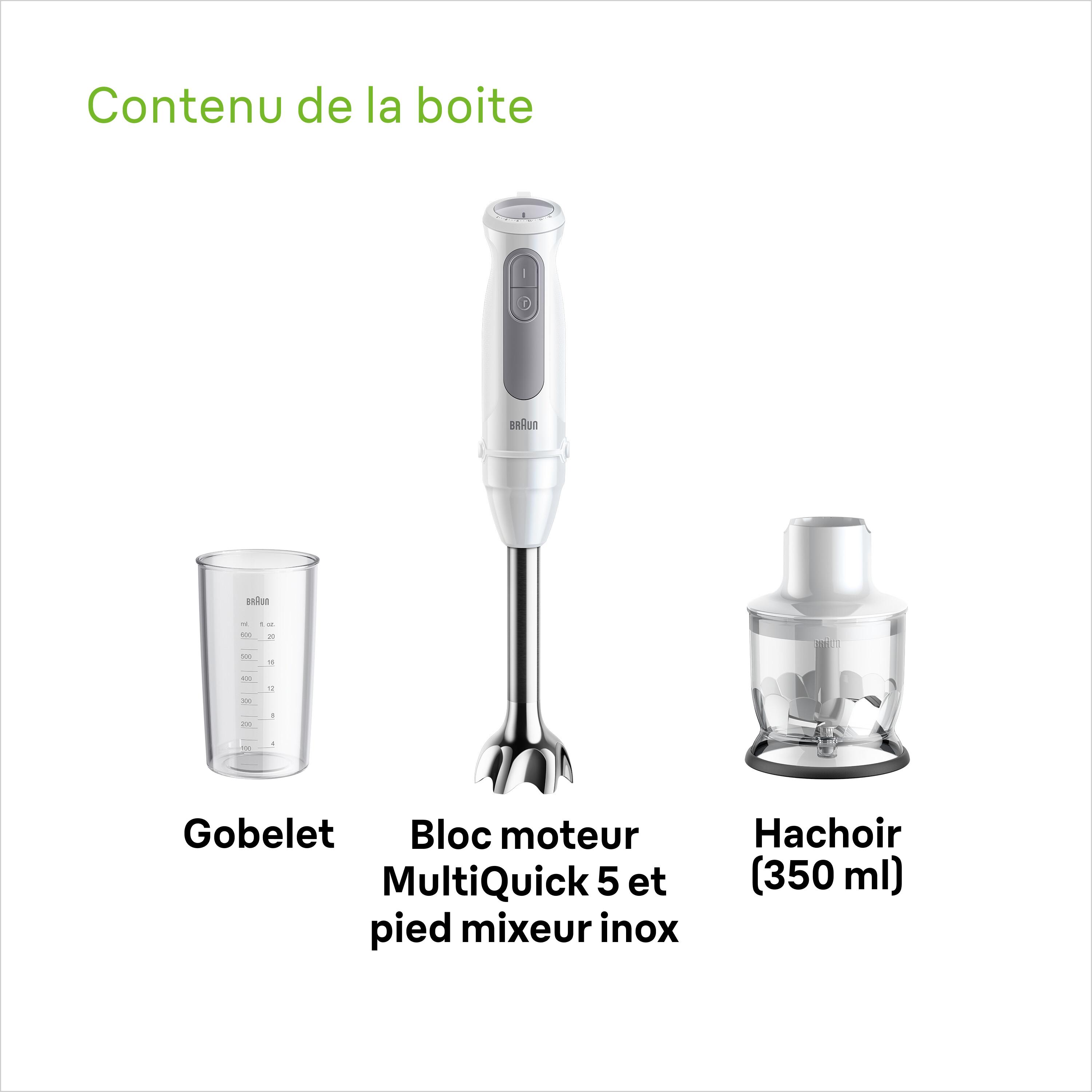 Voir la diapositive 8 : BRAUN Mixeur plongeant MQ50201M - Blanc