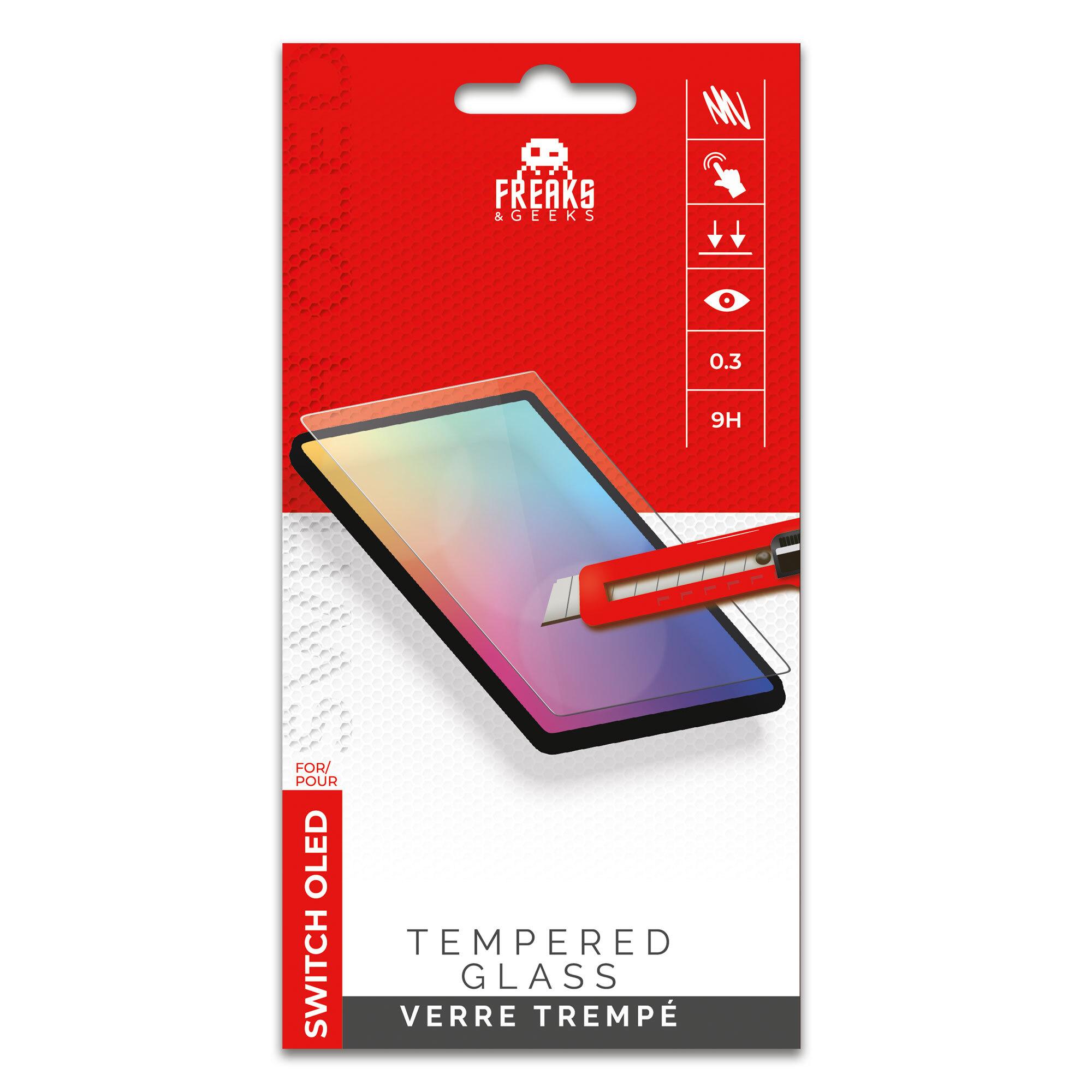 FREAKS & GEEKS Protection d'écran en verre trempé transparent pour Nintendo Switch OLED