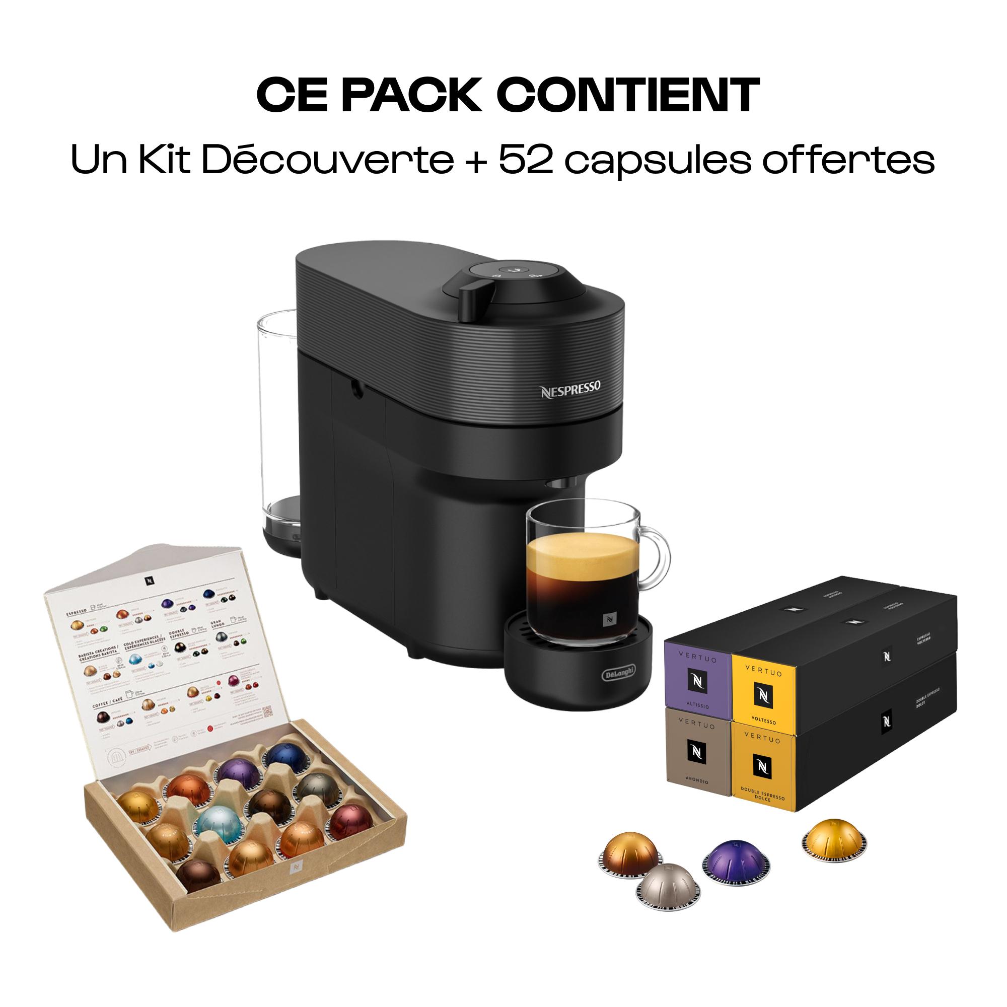 Voir la diapositive 2 : DELONGHI Bundle Nespresso Vertuo + 52 capsules ENV90B - Noir