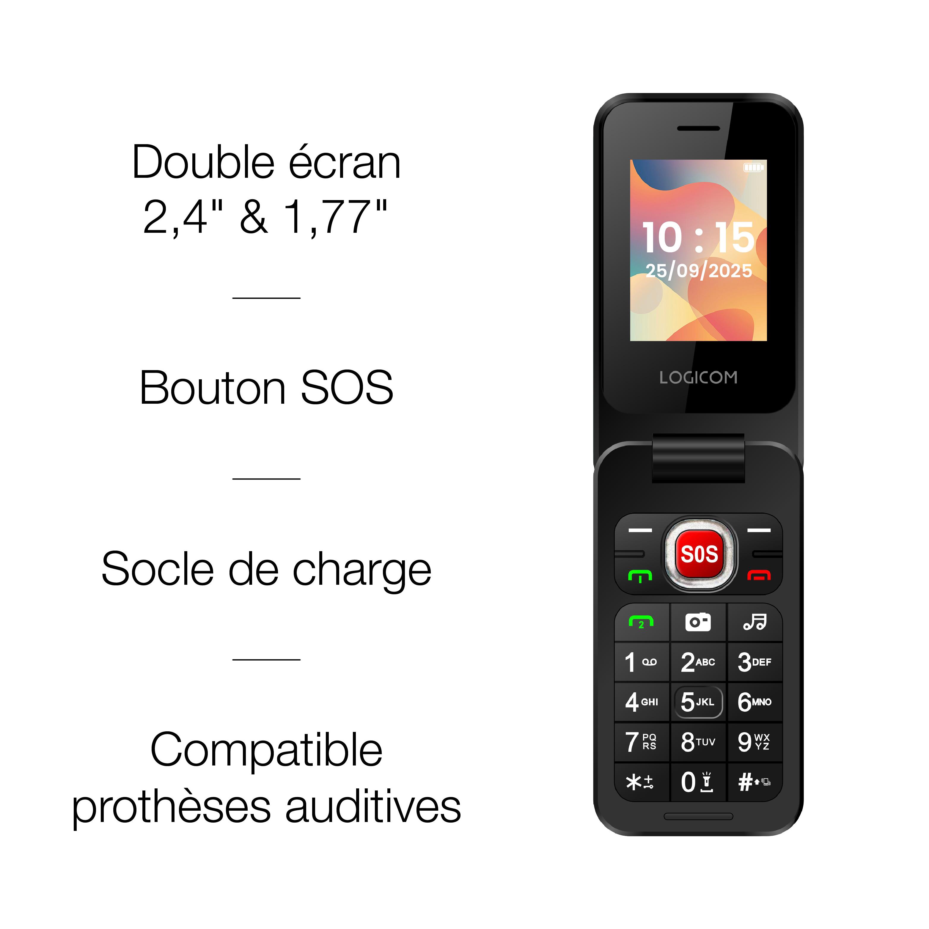 Voir la diapositive 2 : LOGICOM Téléphone portable Fleep S90