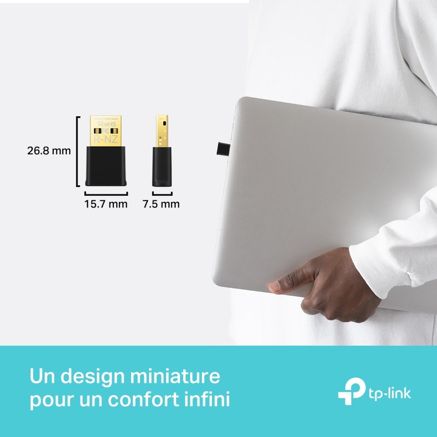 Voir la diapositive 7 : TP-LINK Adaptateur USB Wi-Fi 6 TP-Link Archer TX1800U Nano - Noir