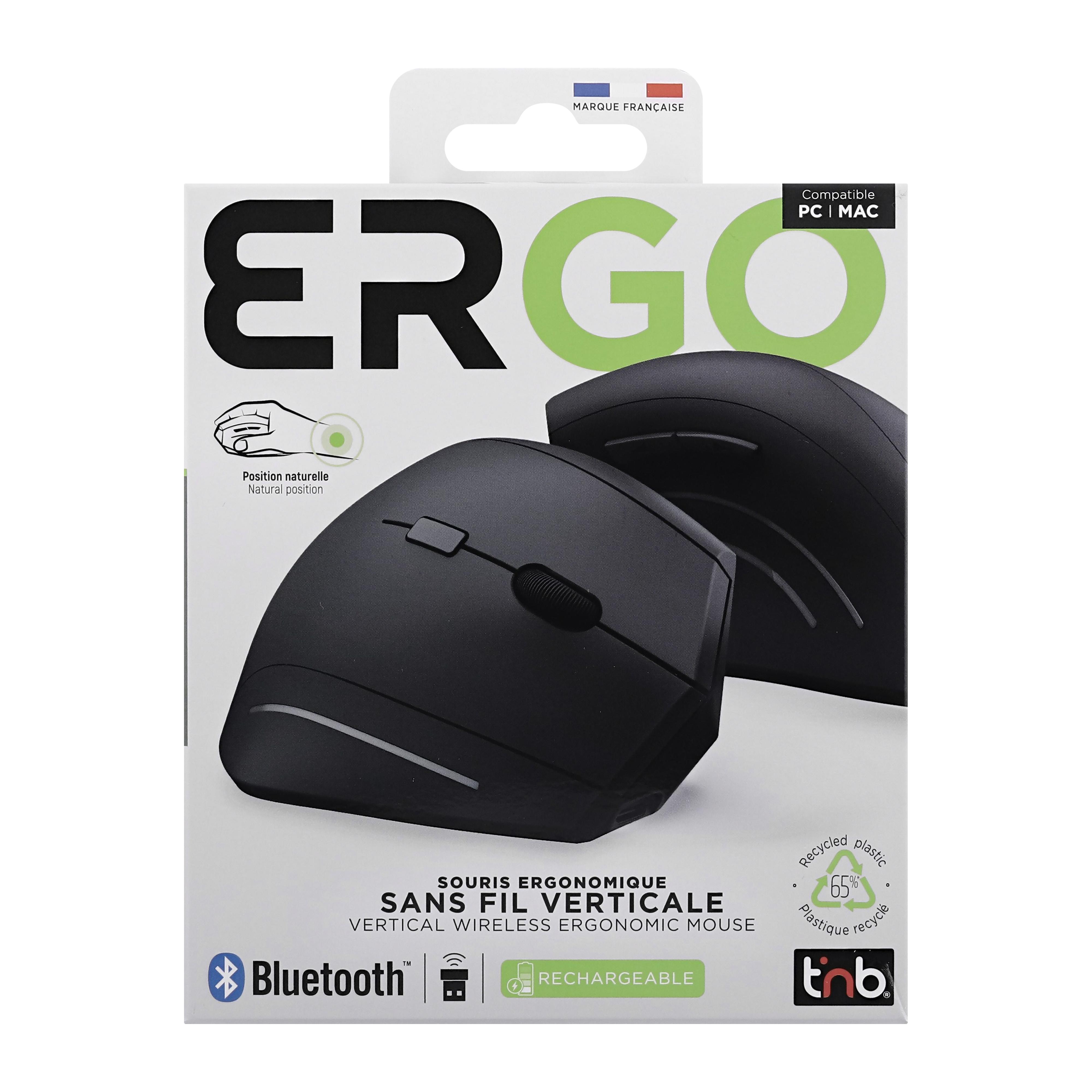 Voir la diapositive 13 : TNB Souris sans fil Bluetooth ergonomique verticale et rechargeable - Noir