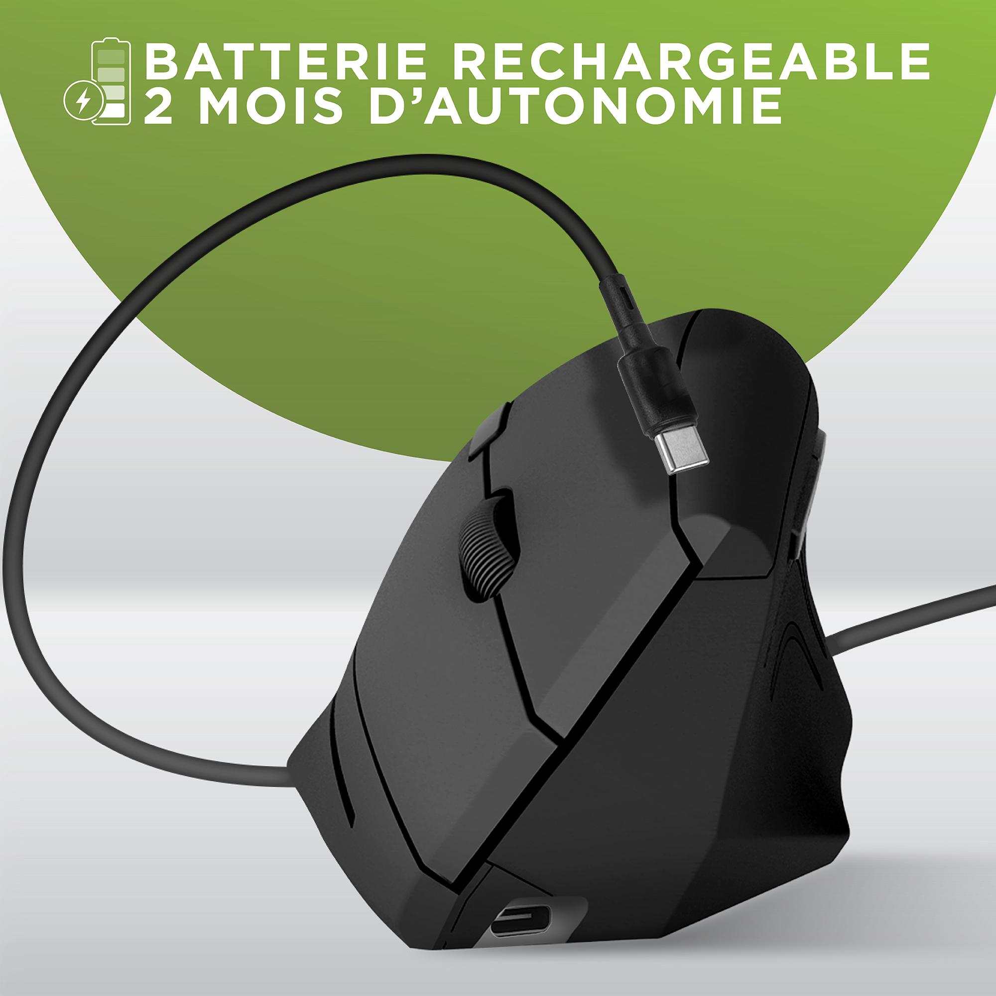 Voir la diapositive 6 : TNB Souris sans fil Bluetooth ergonomique verticale et rechargeable - Noir