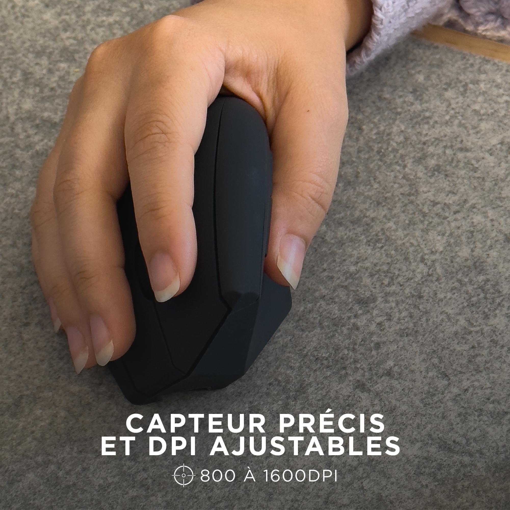 Voir la diapositive 8 : TNB Souris sans fil Bluetooth ergonomique verticale et rechargeable - Noir