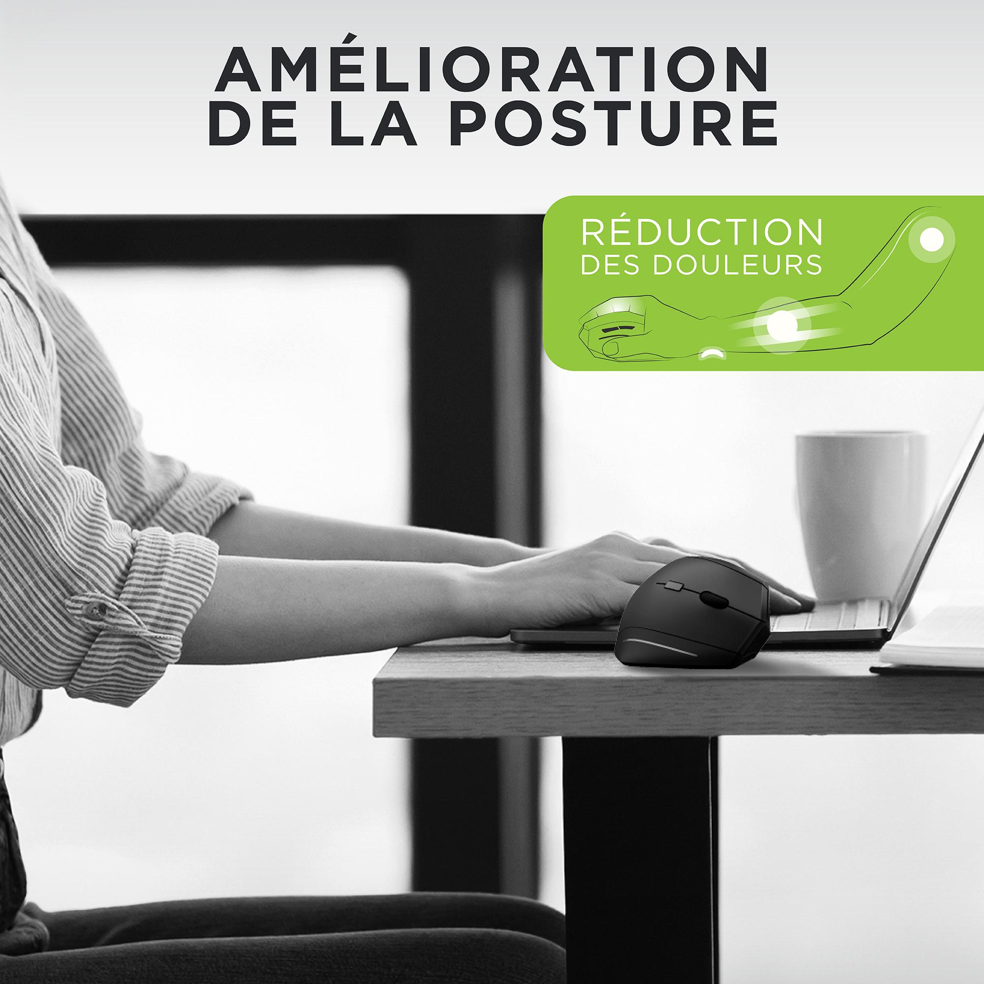 Voir la diapositive 10 : TNB Souris sans fil Bluetooth ergonomique verticale et rechargeable - Noir