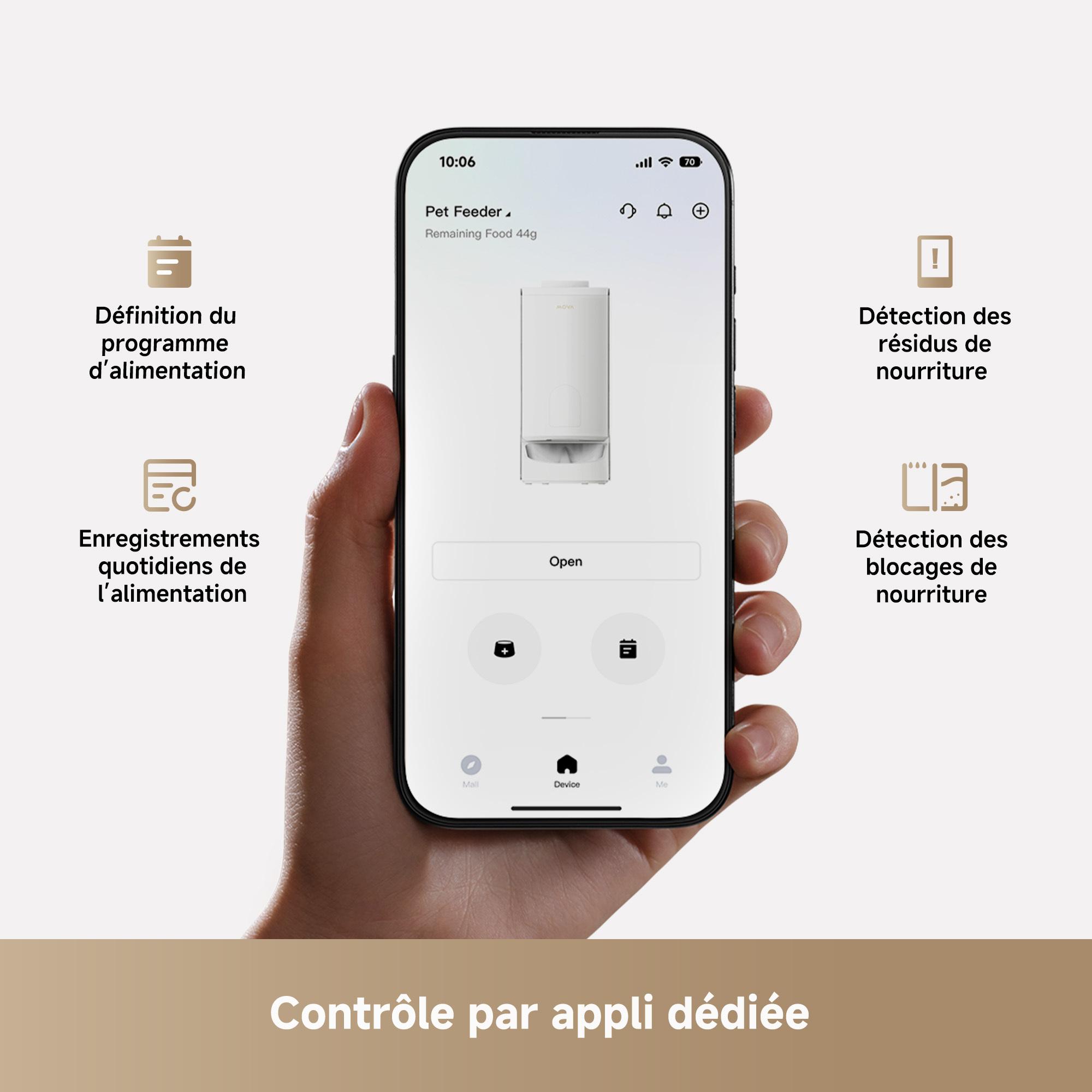 Voir la diapositive 8 : MOVA Distributeur de croquettes PF10 PRO - Blanc