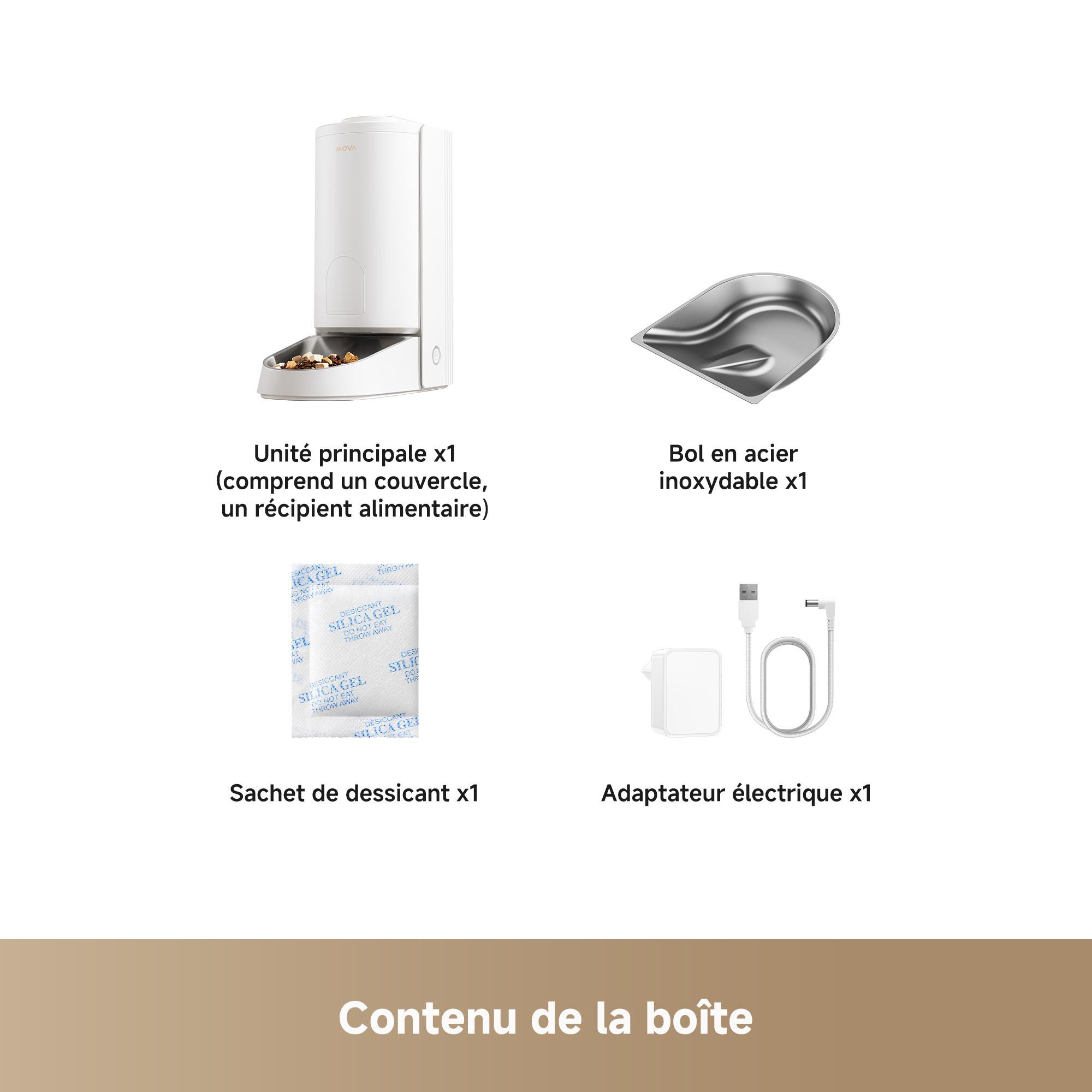 Voir la diapositive 10 : MOVA Distributeur de croquettes PF10 PRO - Blanc