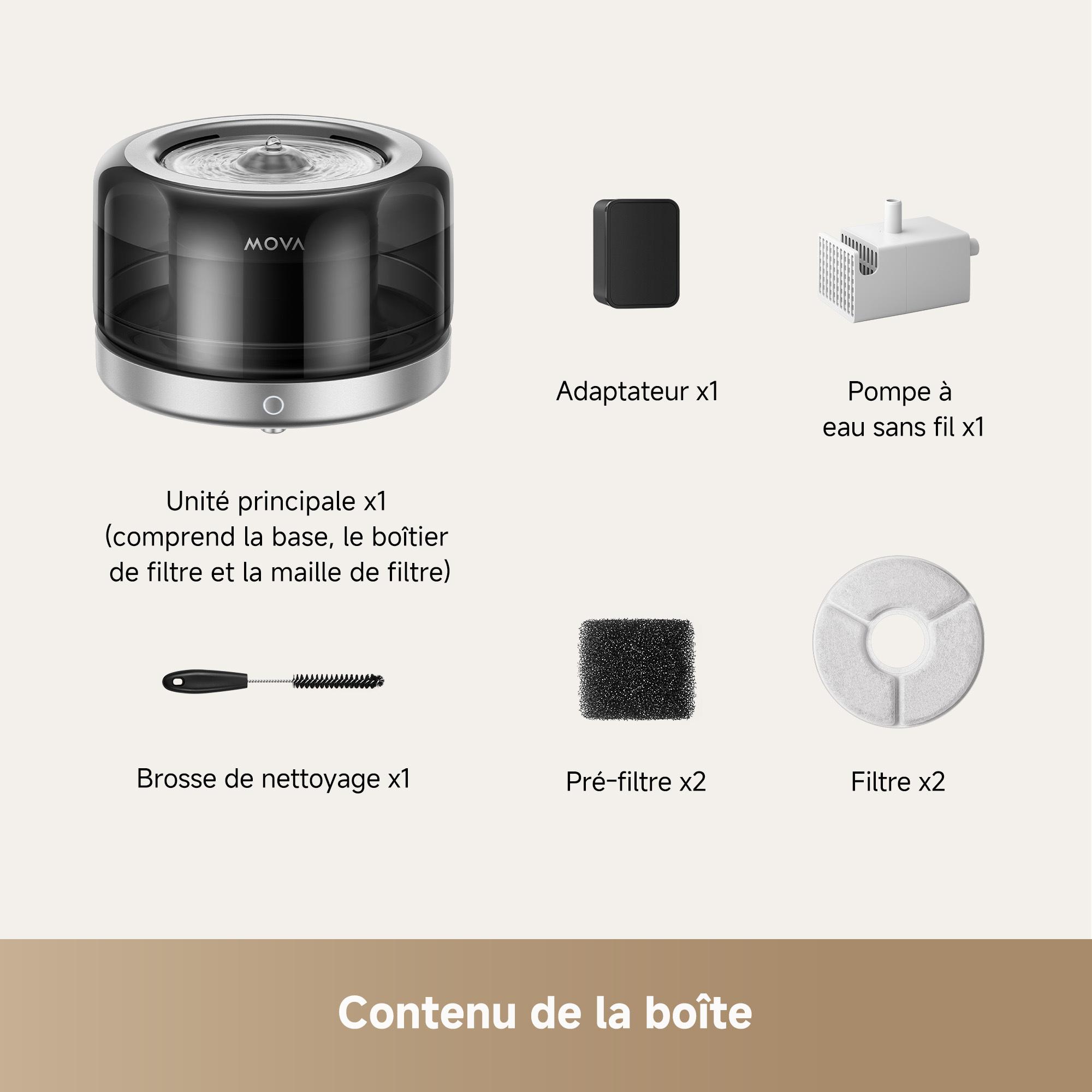 Voir la diapositive 11 : MOVA Fontaine pour chat WF20 Pro - Noir