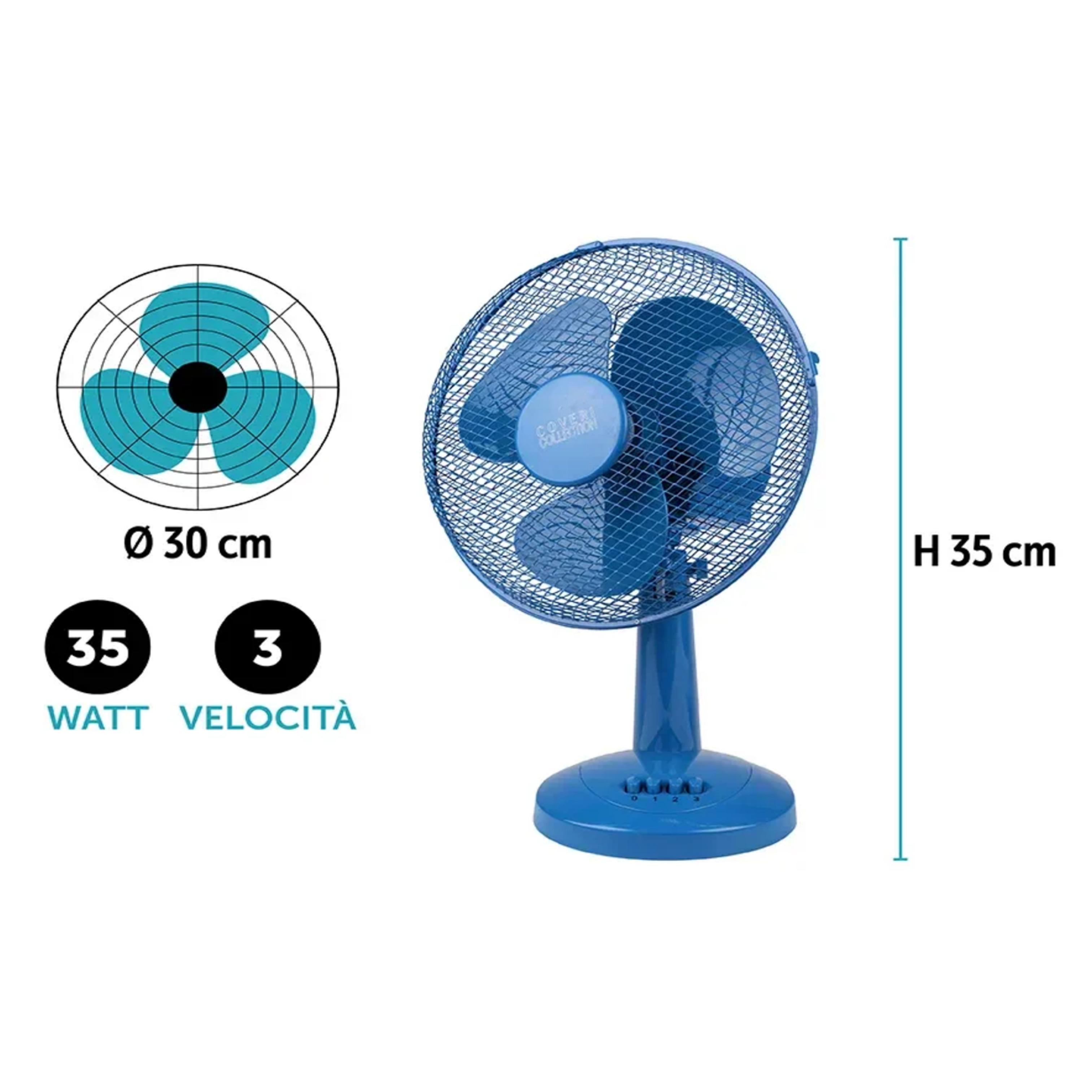 Voir la diapositive 2 : BAKAJI Ventilateur D30 - Bleu