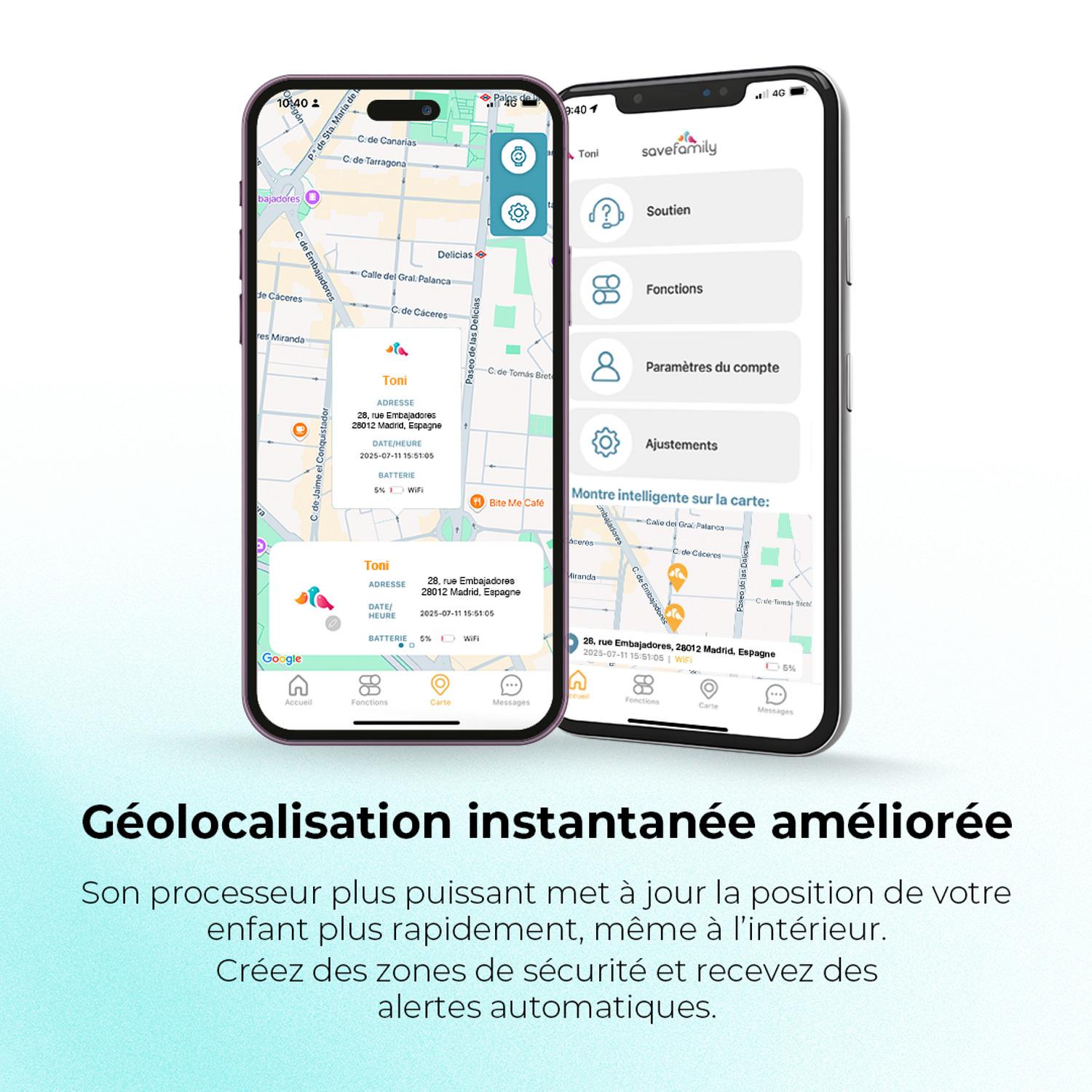 Voir la diapositive 4 : SAVEFAMILY Montre connectée Watch Plus 2 Cadran Noir - BalckNight