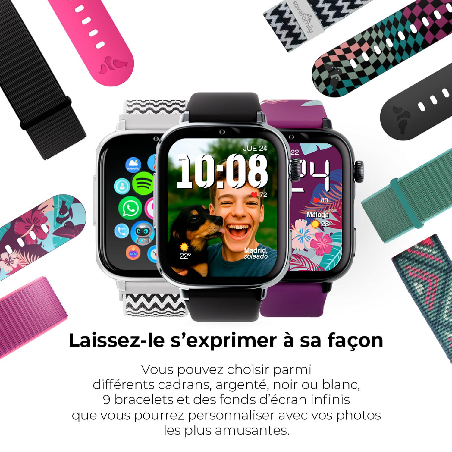 Voir la diapositive 8 : SAVEFAMILY Montre connectée Watch Plus 2 Cadran Noir - BalckNight