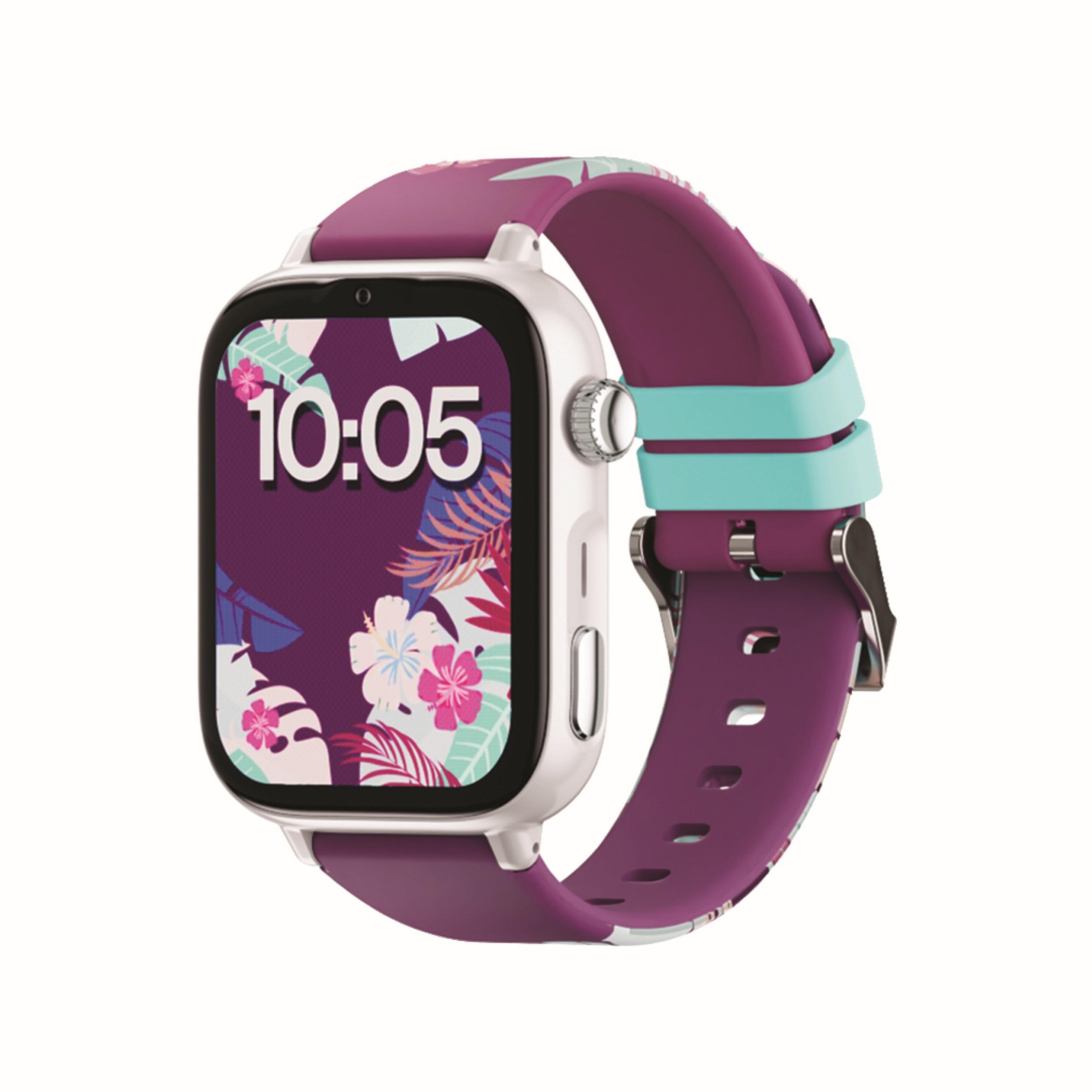 SAVEFAMILY Montre connectée Watch Plus 2 Cadran Blanc- Violet