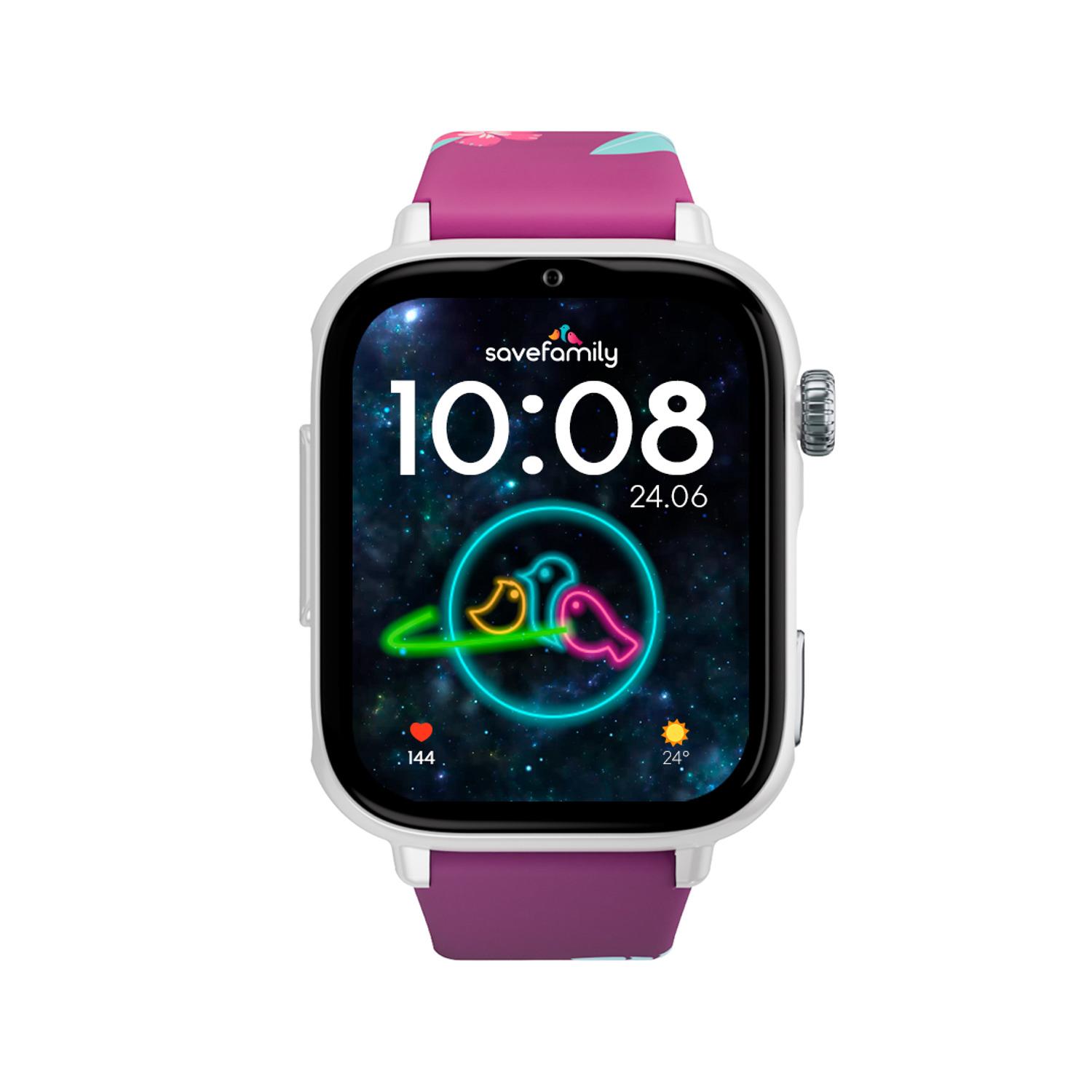Voir la diapositive 3 : SAVEFAMILY Montre connectée Watch Plus 2 Cadran Blanc- Violet