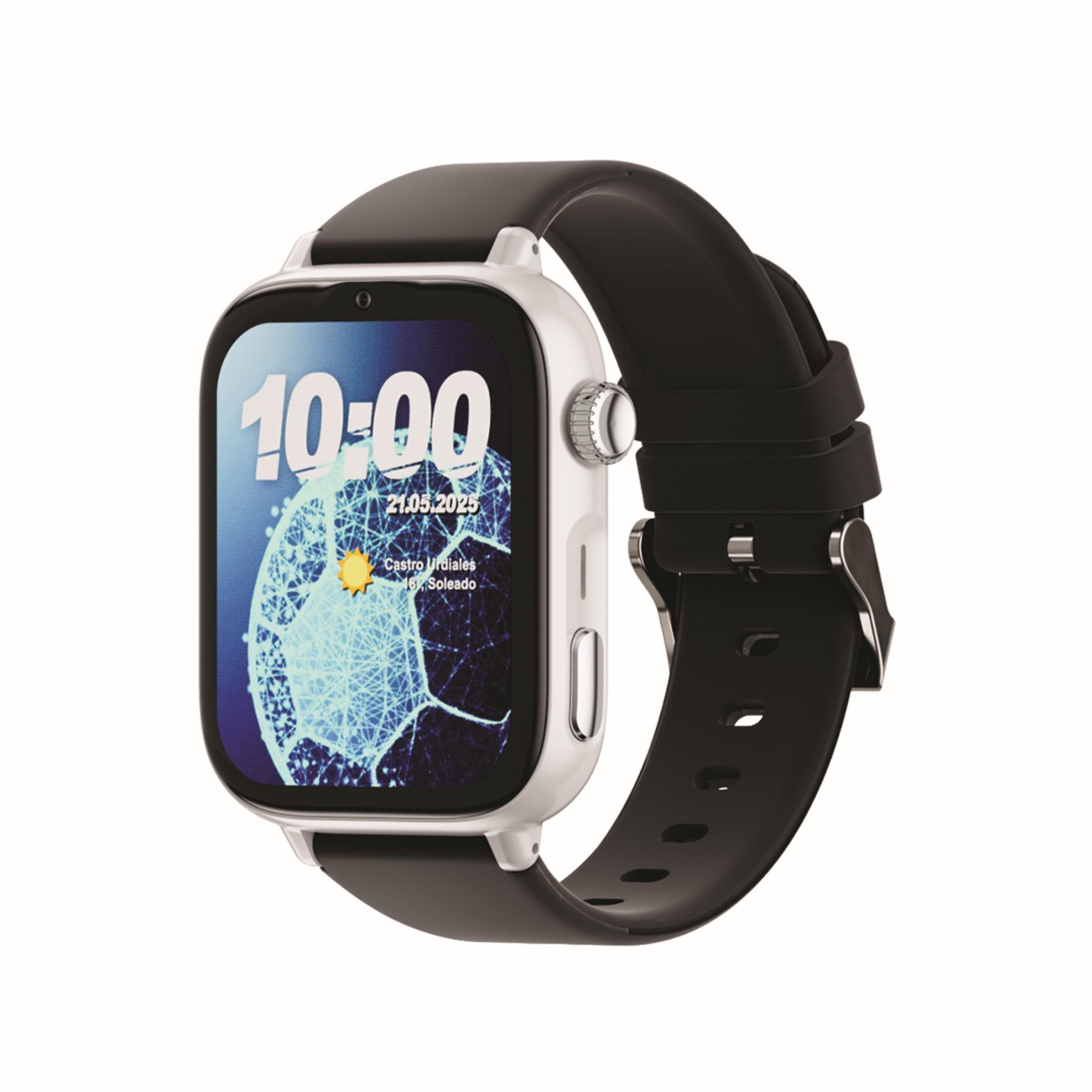 SAVEFAMILY Montre connectée Watch Plus 2 Cadran Argent Silicone - Noir