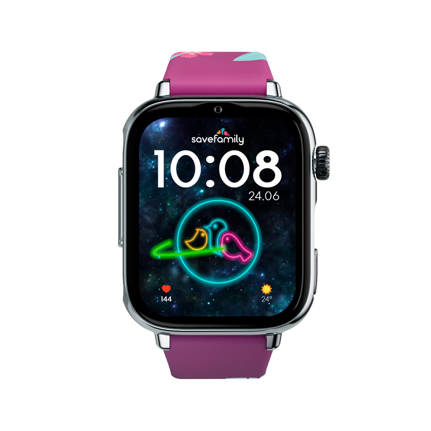 Voir la diapositive 3 : SAVEFAMILY Montre connectée Watch Plus 2 Cadran Argent - Violet