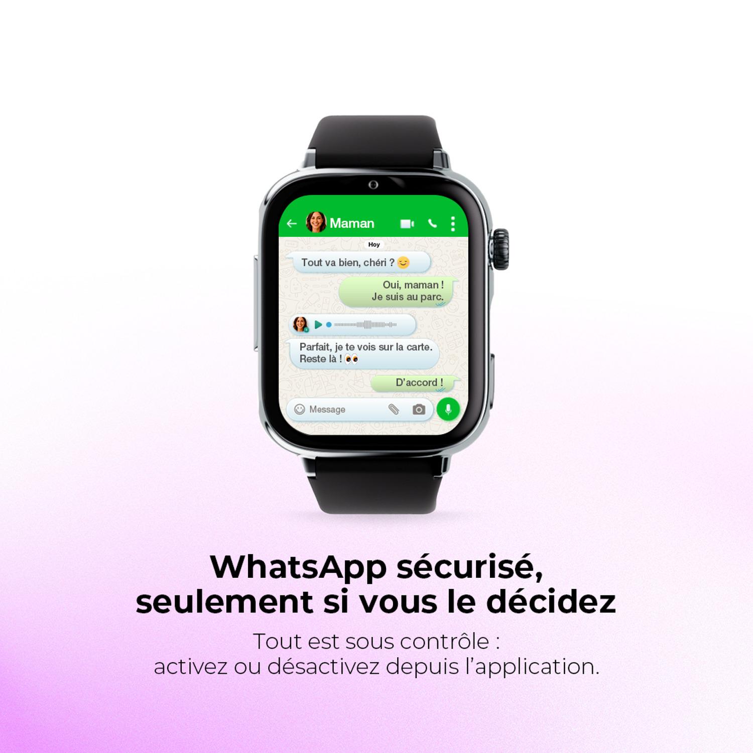 Voir la diapositive 6 : SAVEFAMILY Montre connectée Watch Plus 2 Cadran Argent - Violet