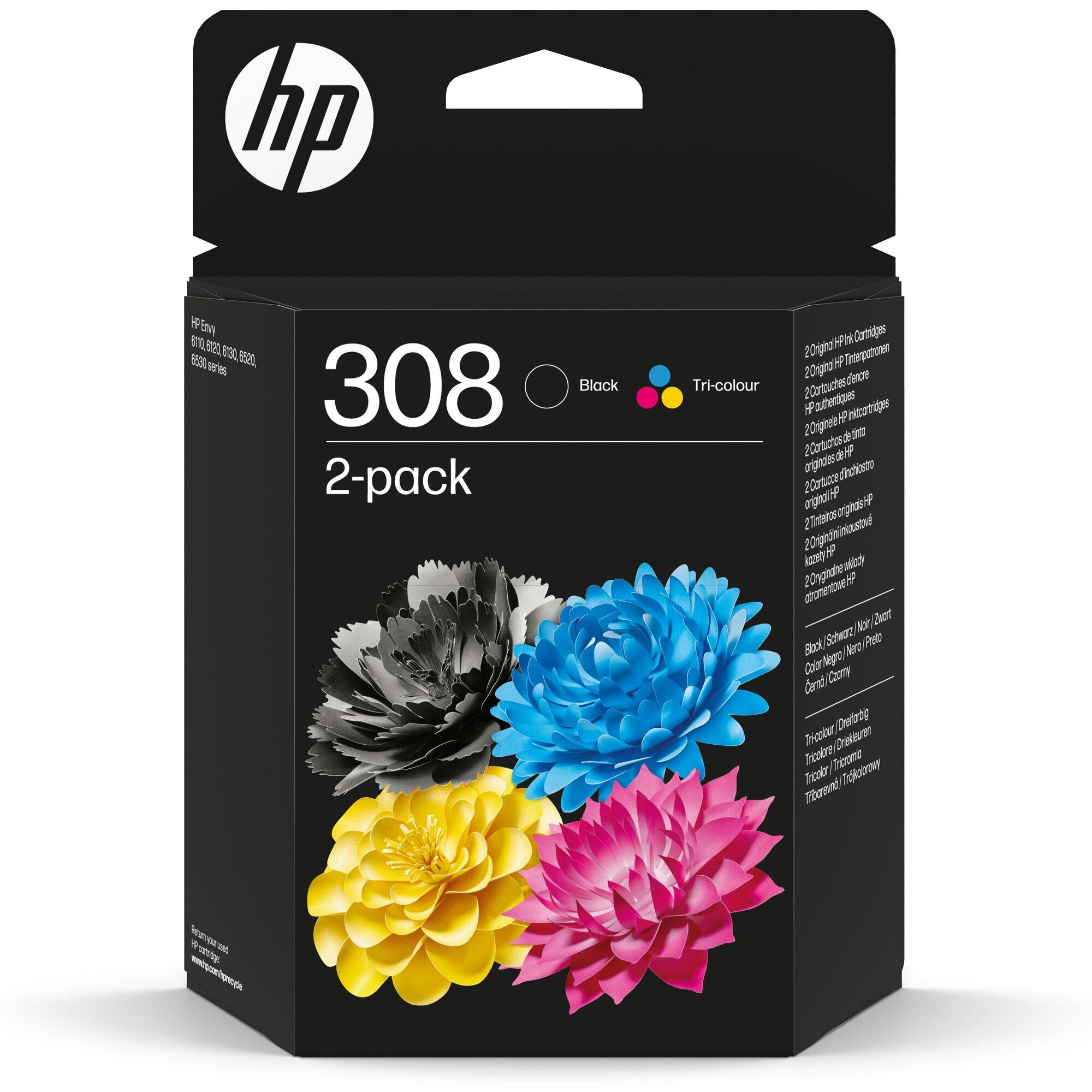 HP N308 Cartouche d'encre Noir + 3 couleurs