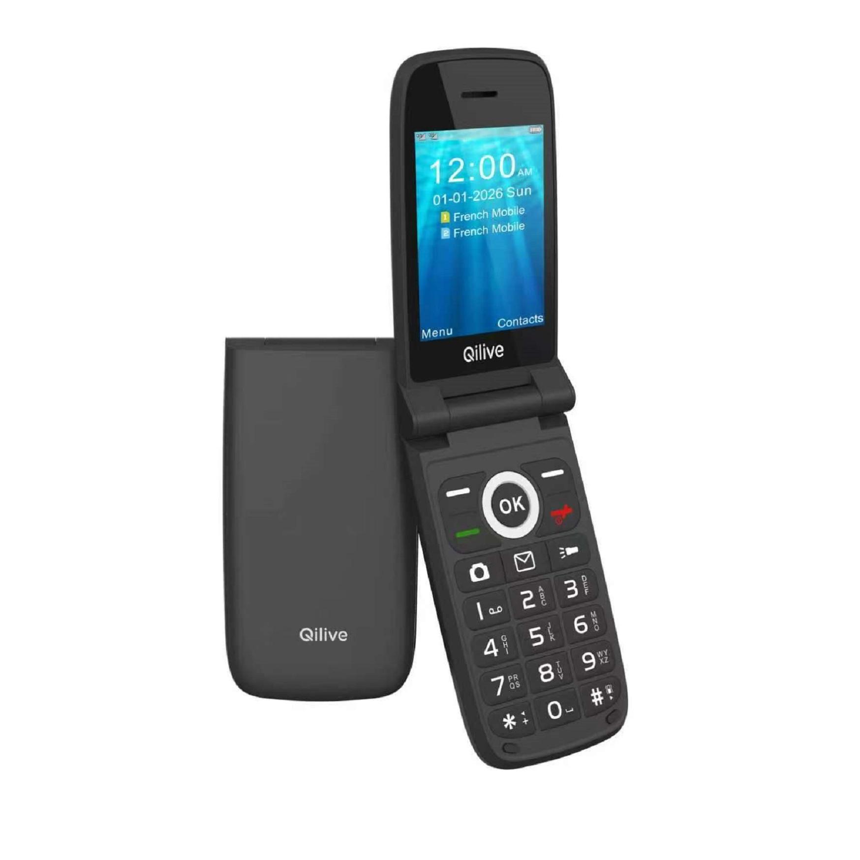 QILIVE Téléphone Flip 2.8 4G 2026 - Noir