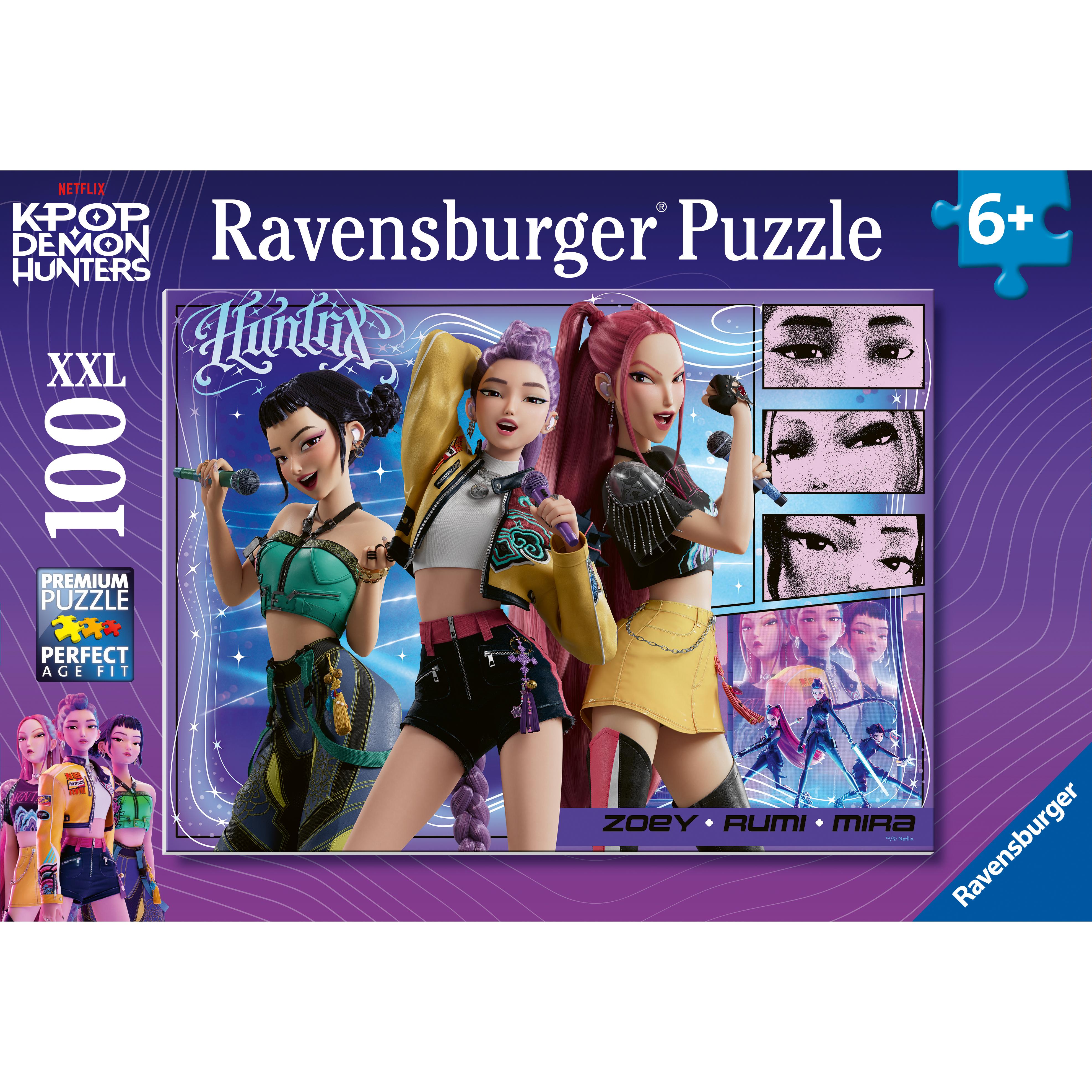RAVENSBURGER Puzzles 100 pièces XXL KPop Demon Hunters - Fans heureux, Honmoon heureux