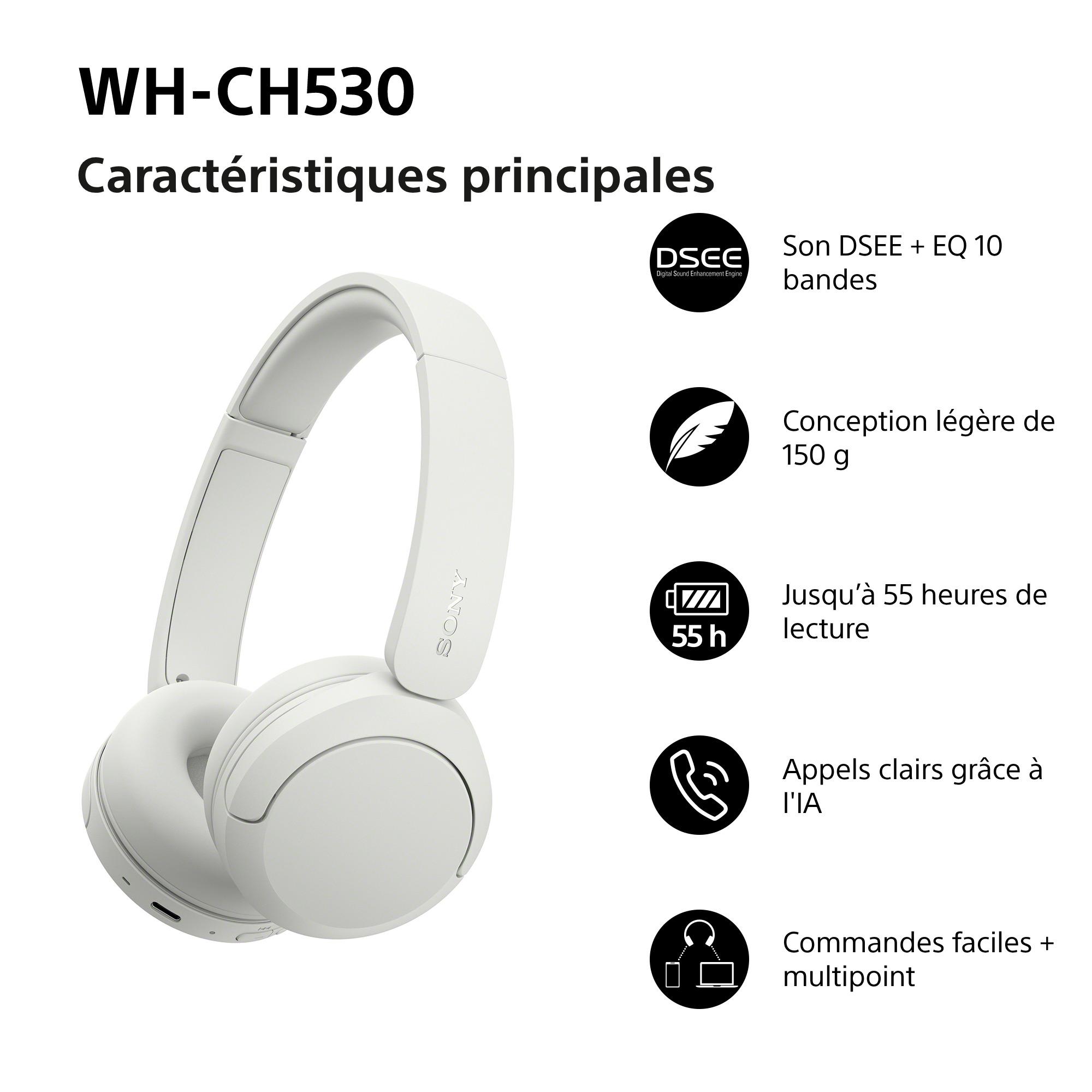 Voir la diapositive 2 : SONY Casque Casque sans fil Bluetooth WH-CH530 - Vert Sauge