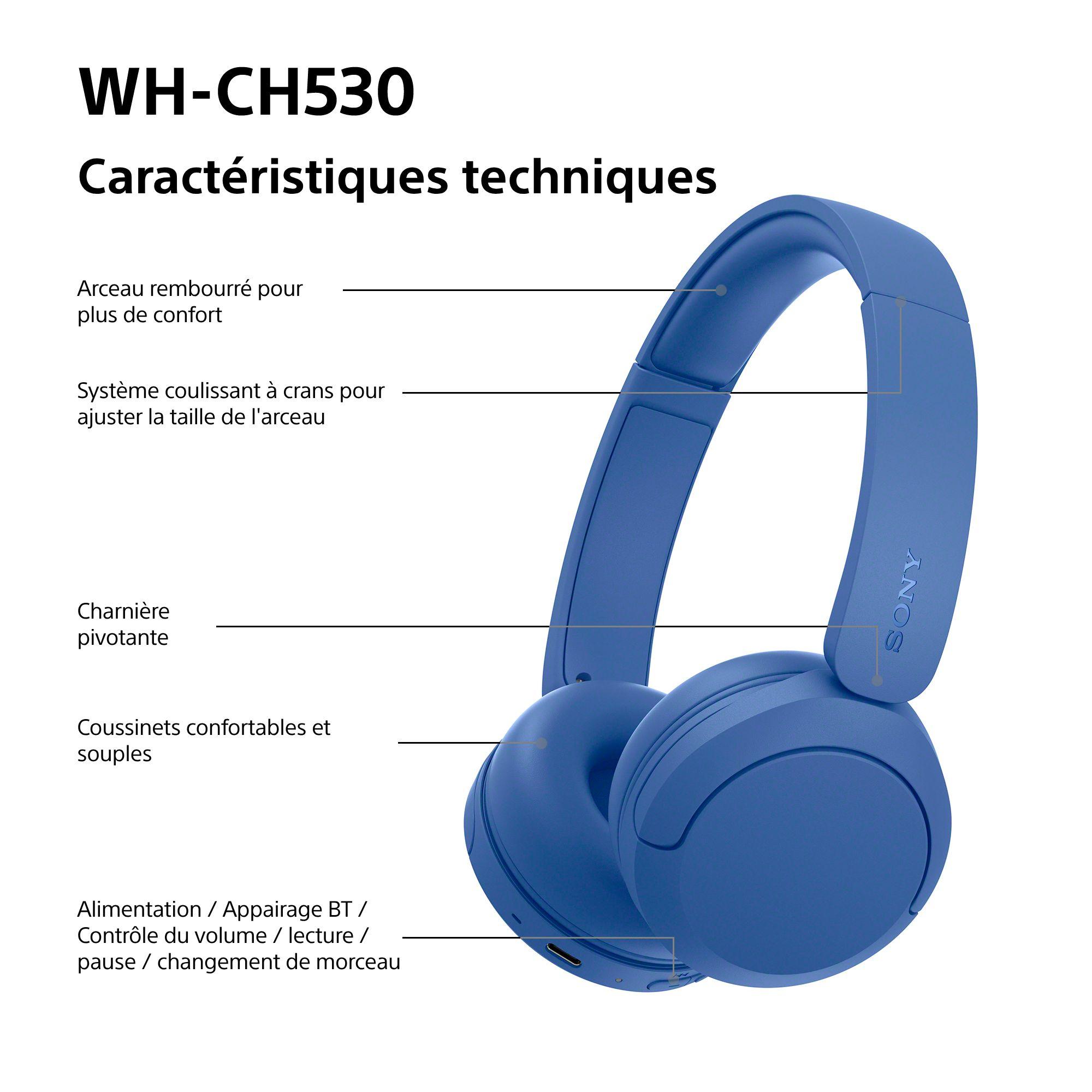 Voir la diapositive 8 : SONY Casque Casque sans fil Bluetooth WH-CH530 - Bleu