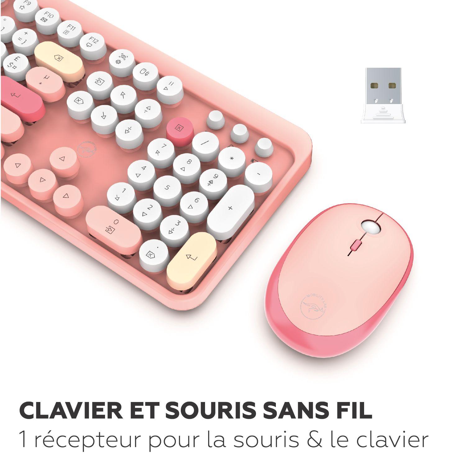 Voir la diapositive 2 : MOBILITY LAB Clavier Purecolor +Souris Sans Fil - Rose