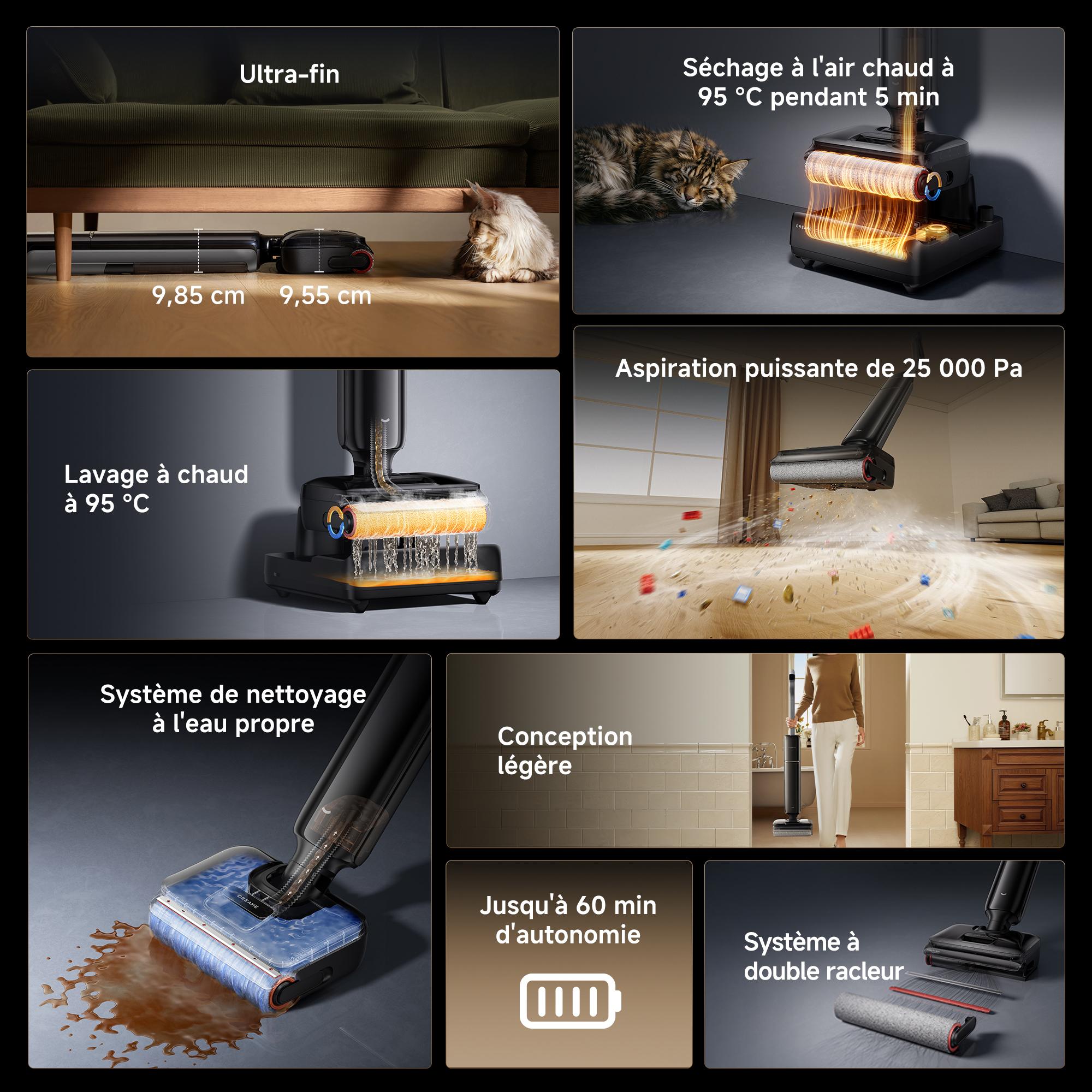 Voir la diapositive 2 : DREAME Aspirateur balai laveur 12 PRO - Noir