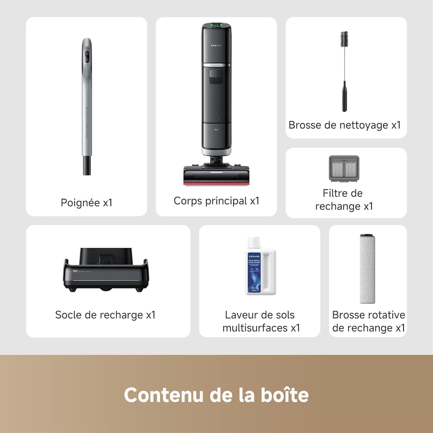 Voir la diapositive 3 : DREAME Aspirateur balai eau et poussière H15 PRO - Noir