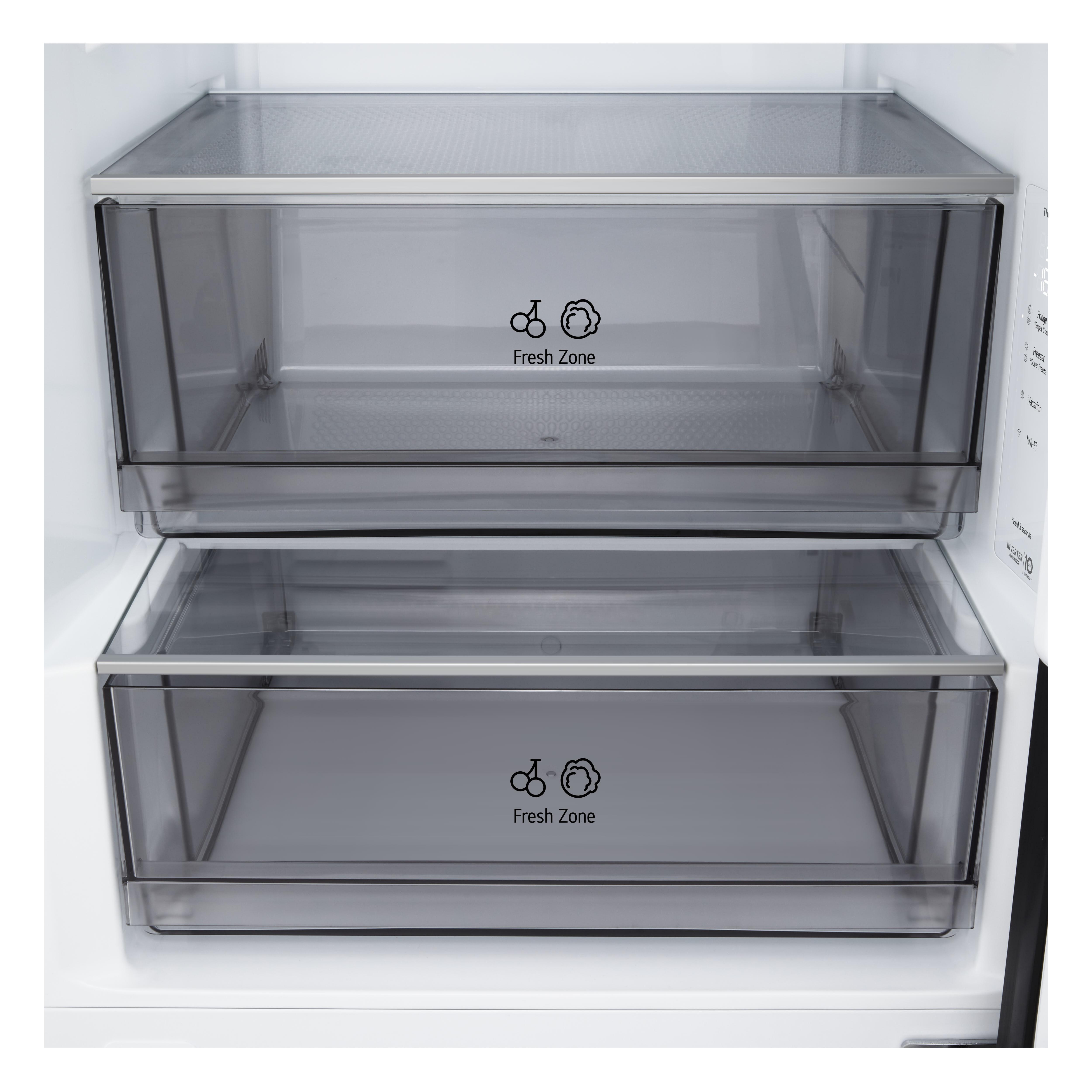 Voir la diapositive 9 : LG Réfrigérateur combiné GBBSJ20DEP, 375 L, Froid ventilé No Frost, D