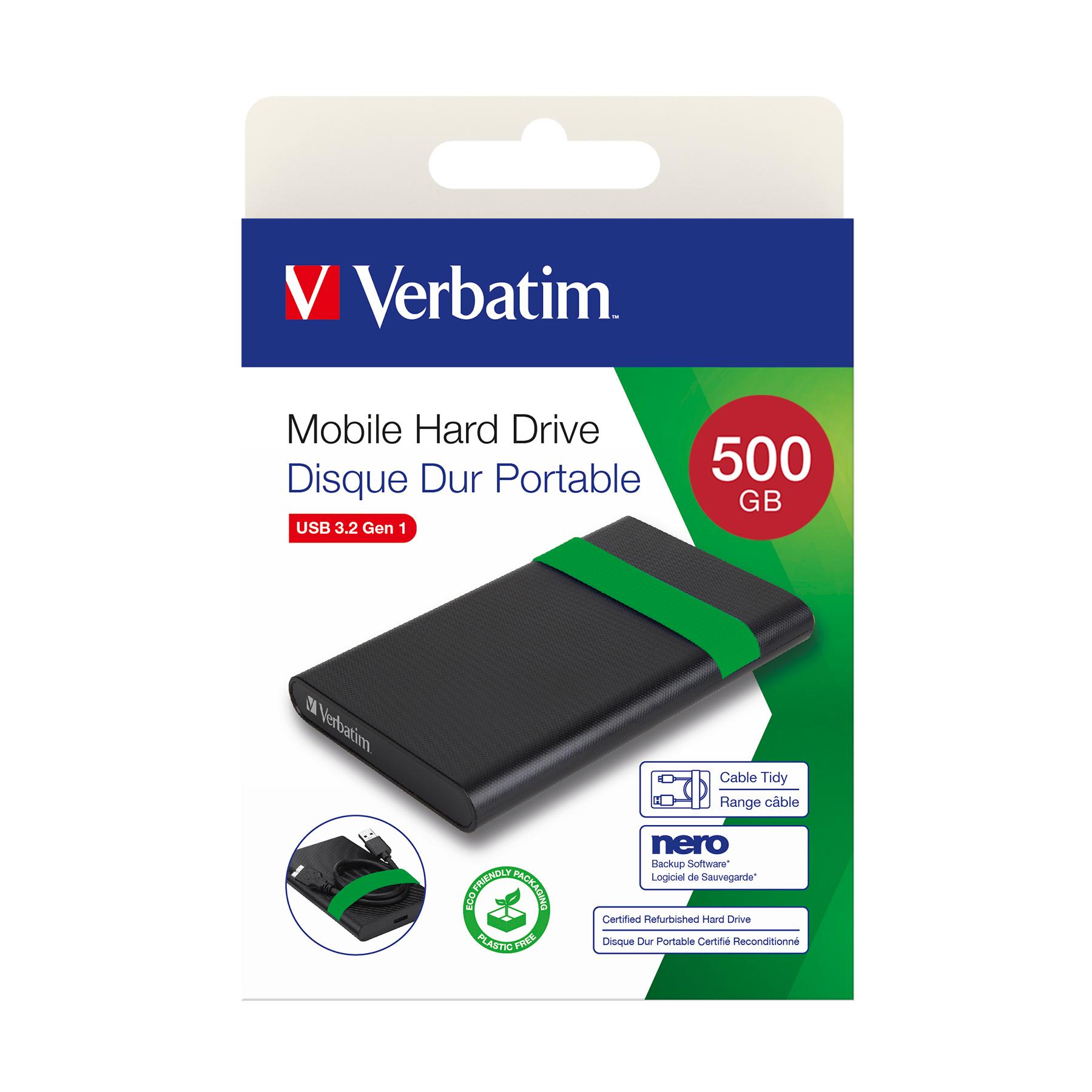 Voir la diapositive 3 : VERBATIM Disque Dur Externe HDD Reconditionné 500Go - Noir