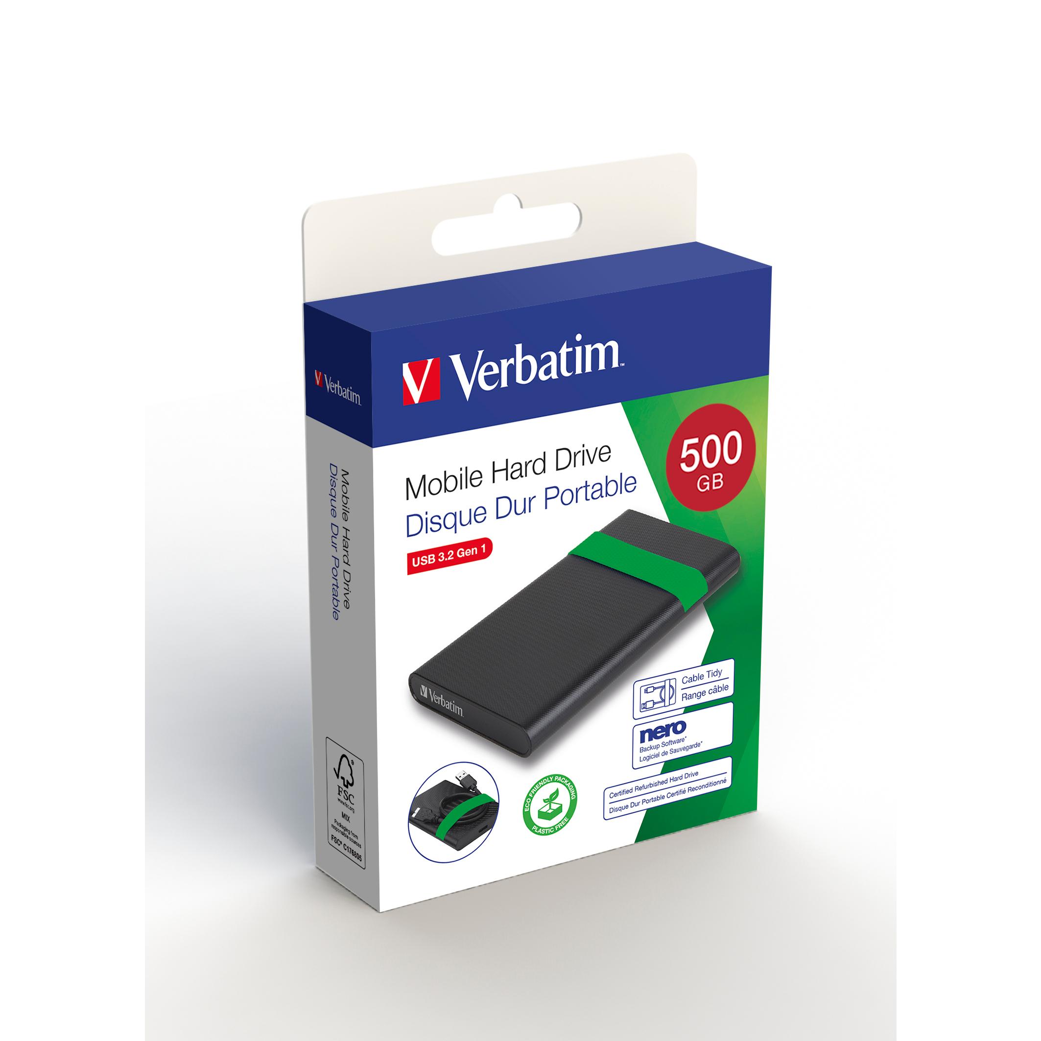 Voir la diapositive 4 : VERBATIM Disque Dur Externe HDD Reconditionné 500Go - Noir